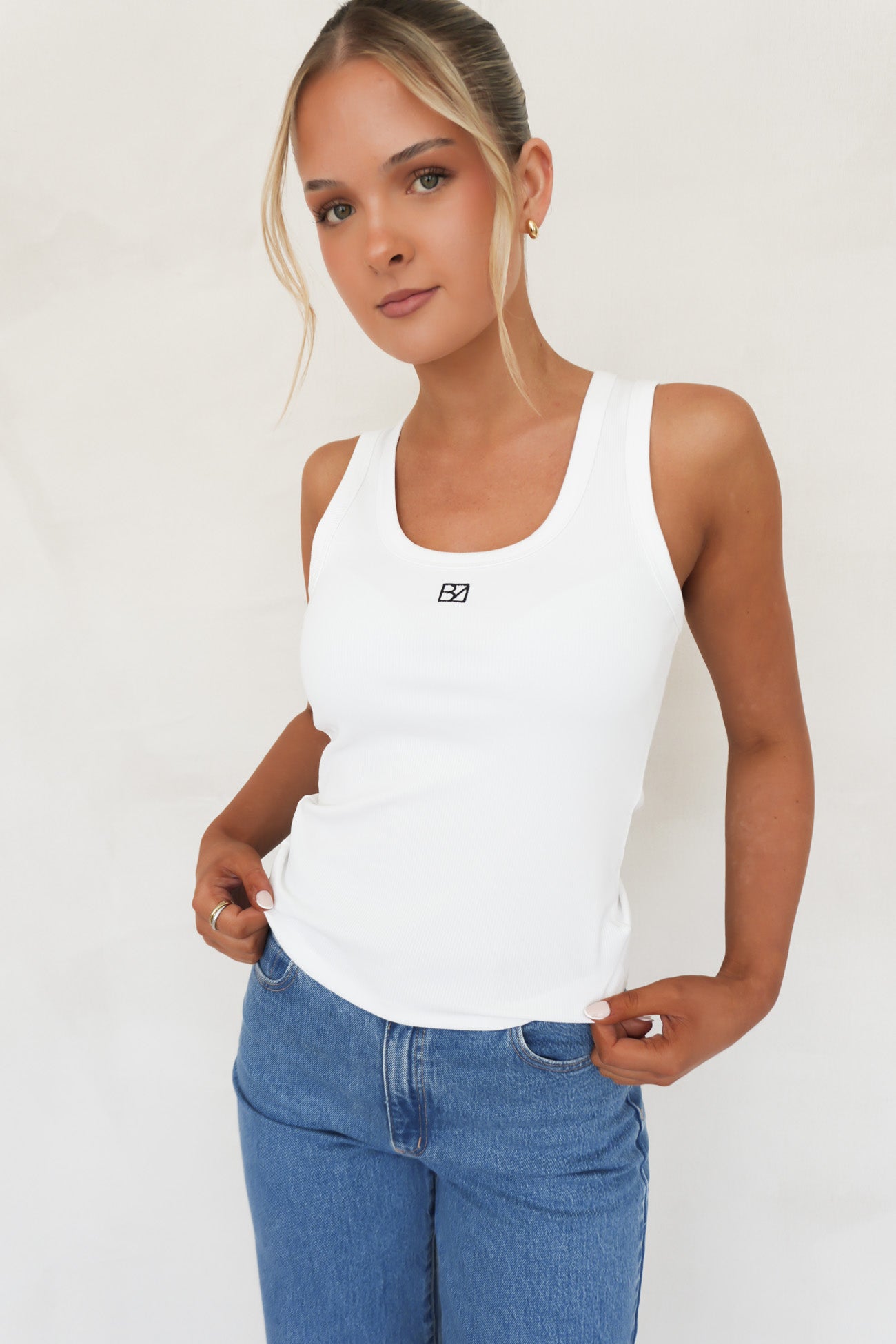 BZ Luxe Rib Tank White