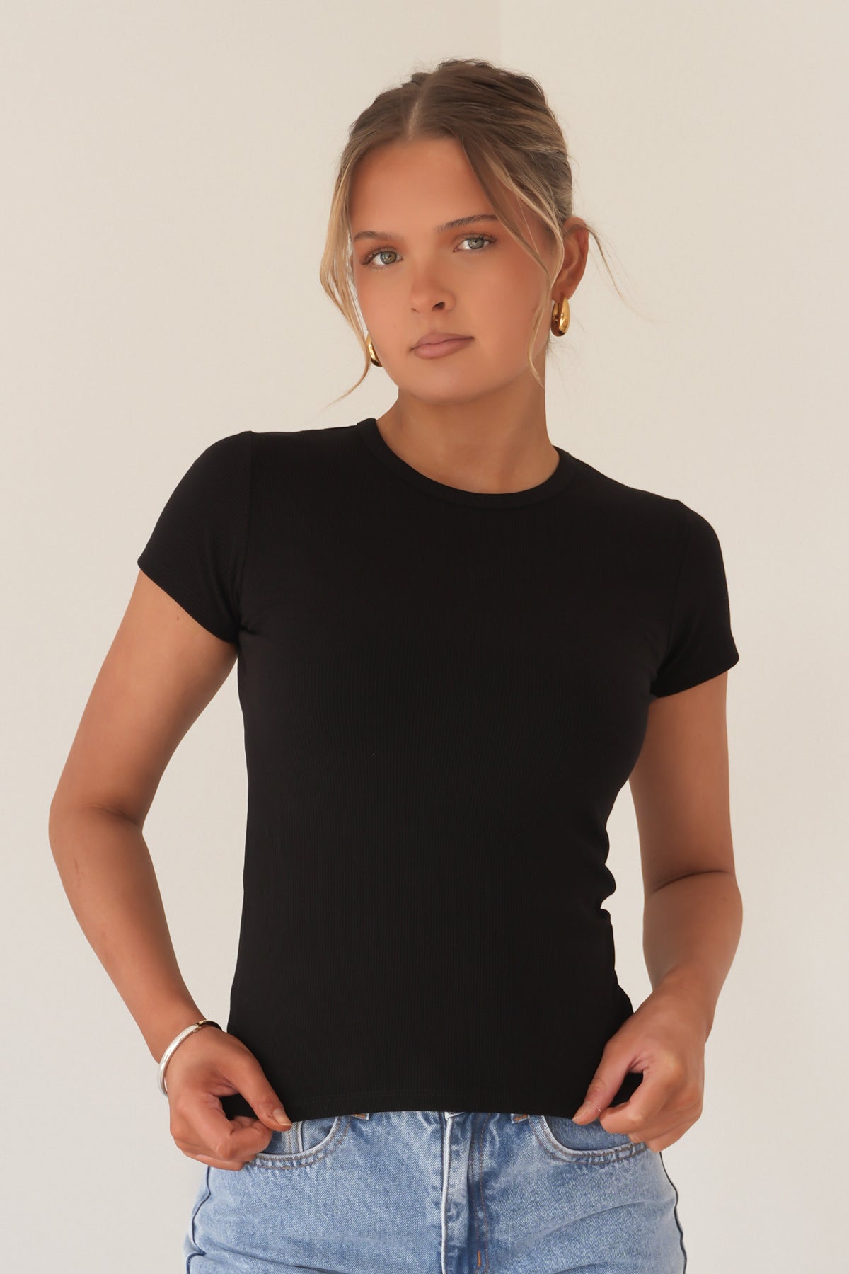 BZ Luxe Rib Tee Black
