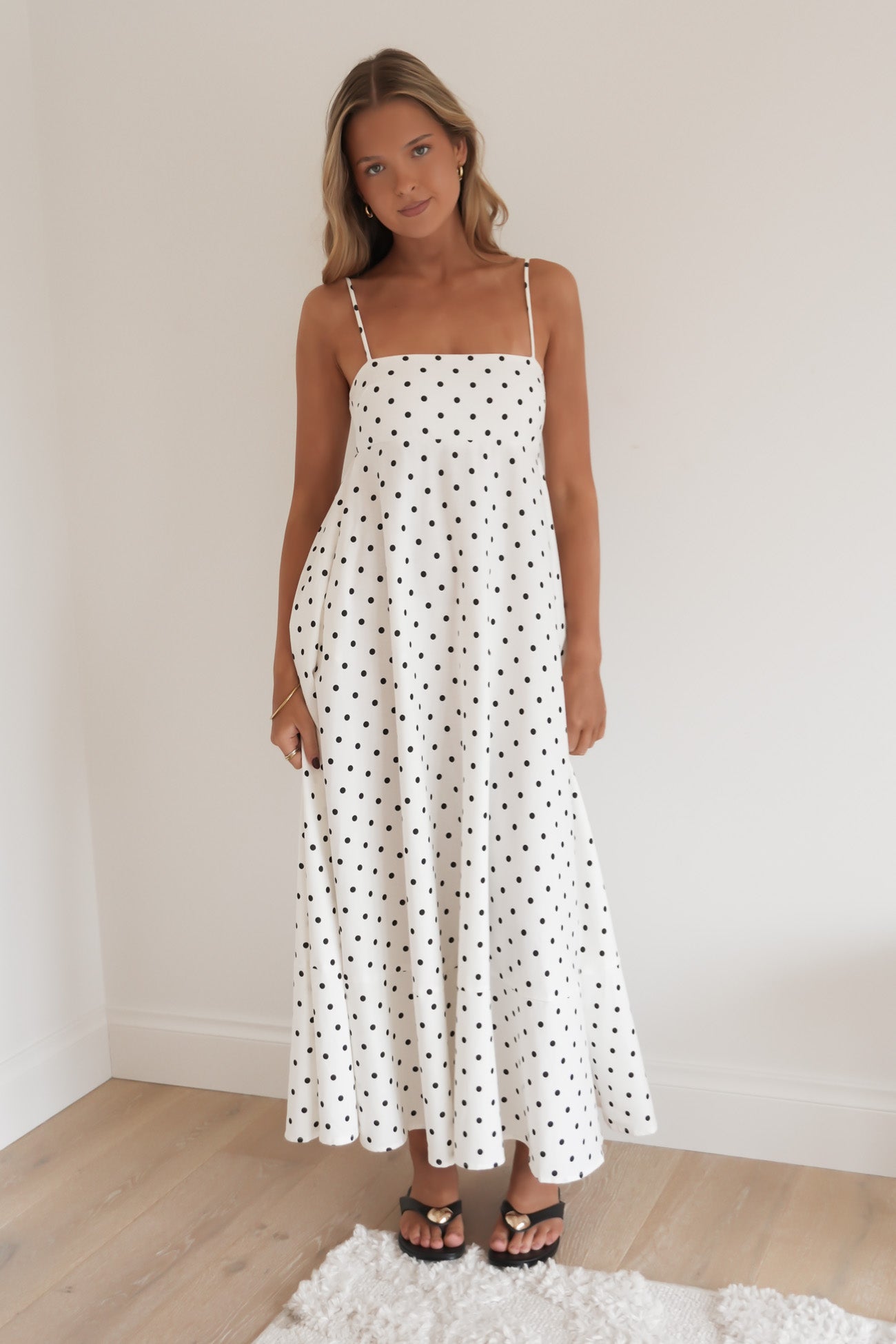 Beck Midi Dress White Polka Dot