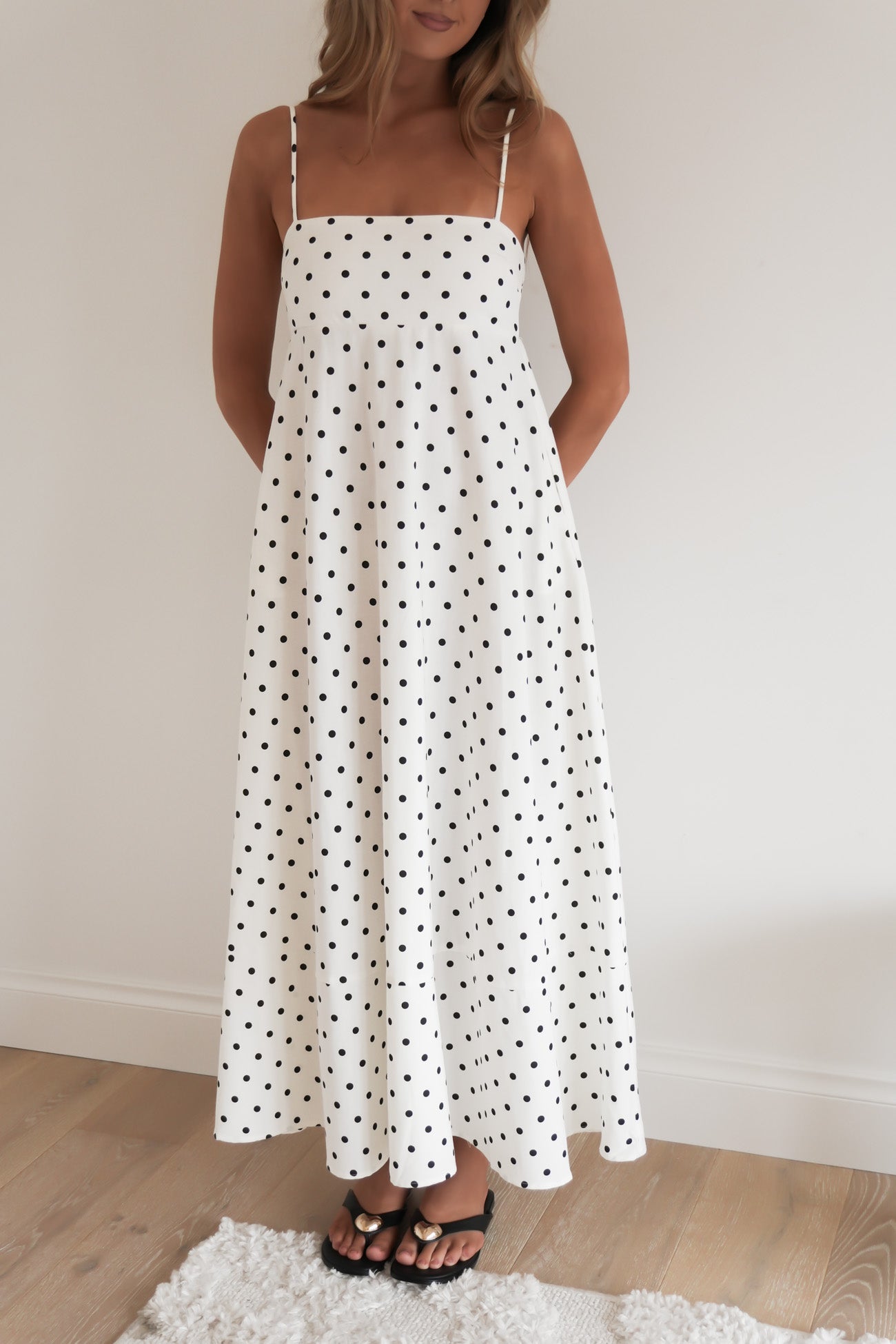 Beck Midi Dress White Polka Dot
