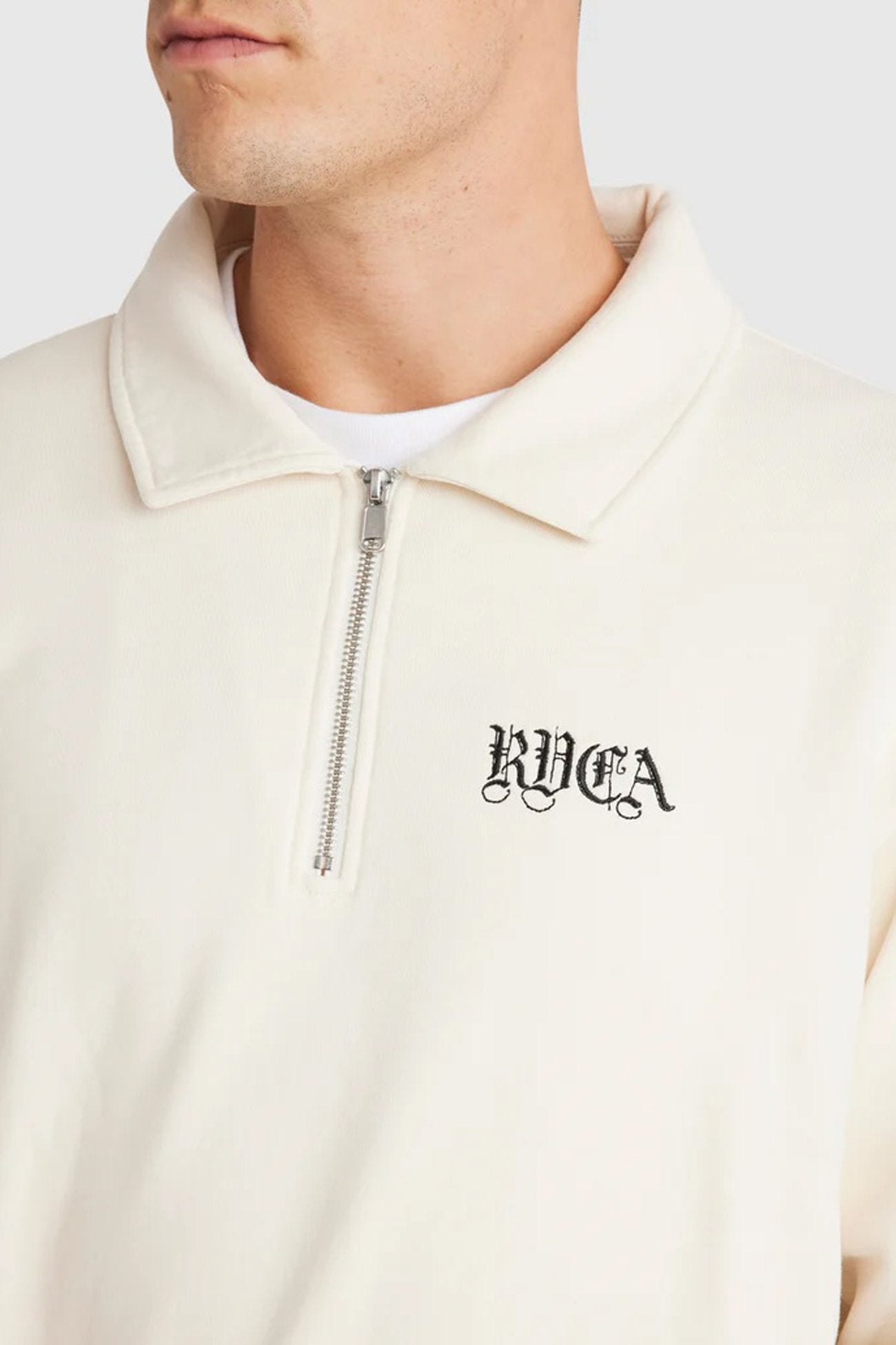 Benj Half Zip Collared Crew Salt