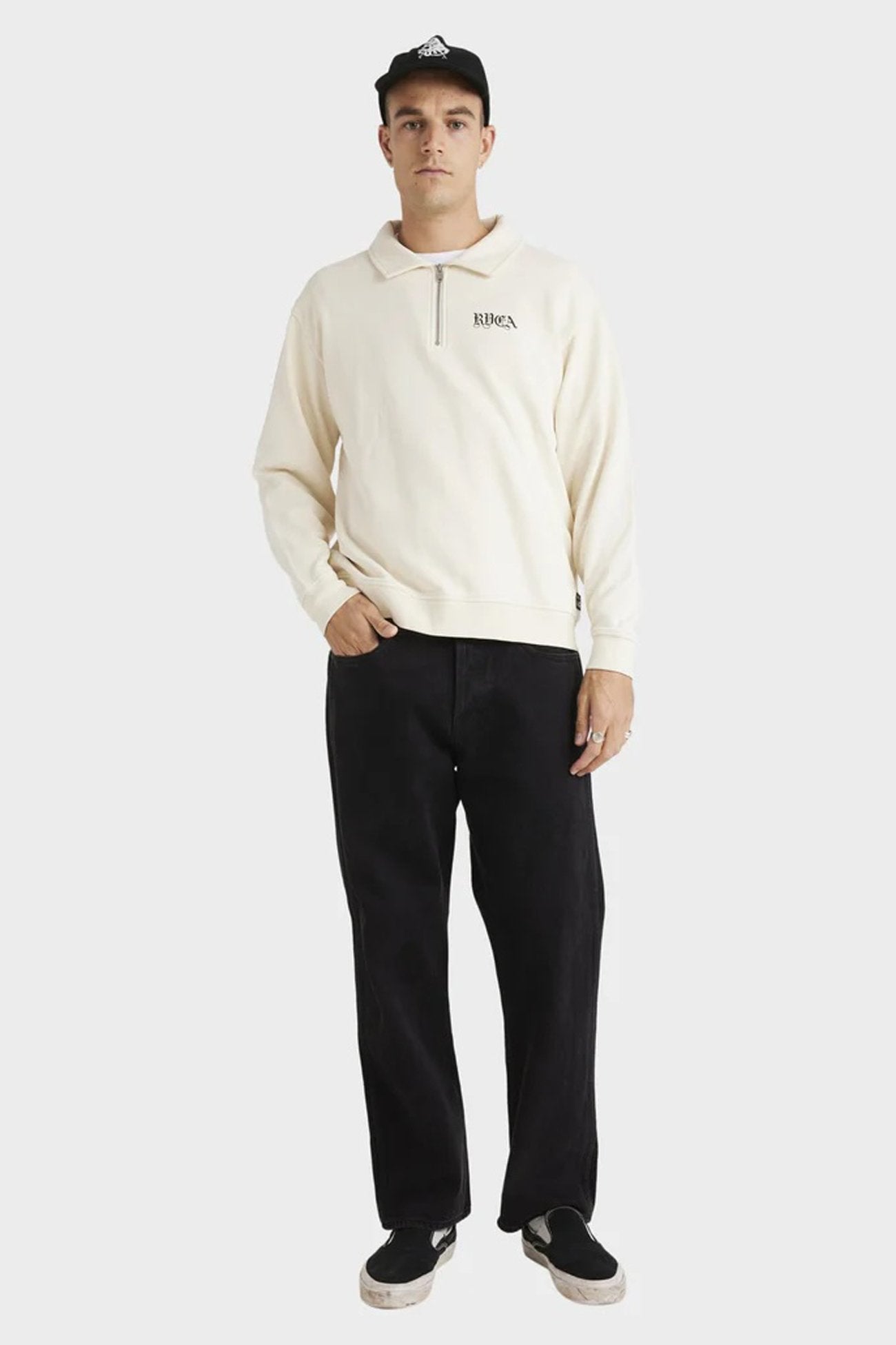 Benj Half Zip Collared Crew Salt