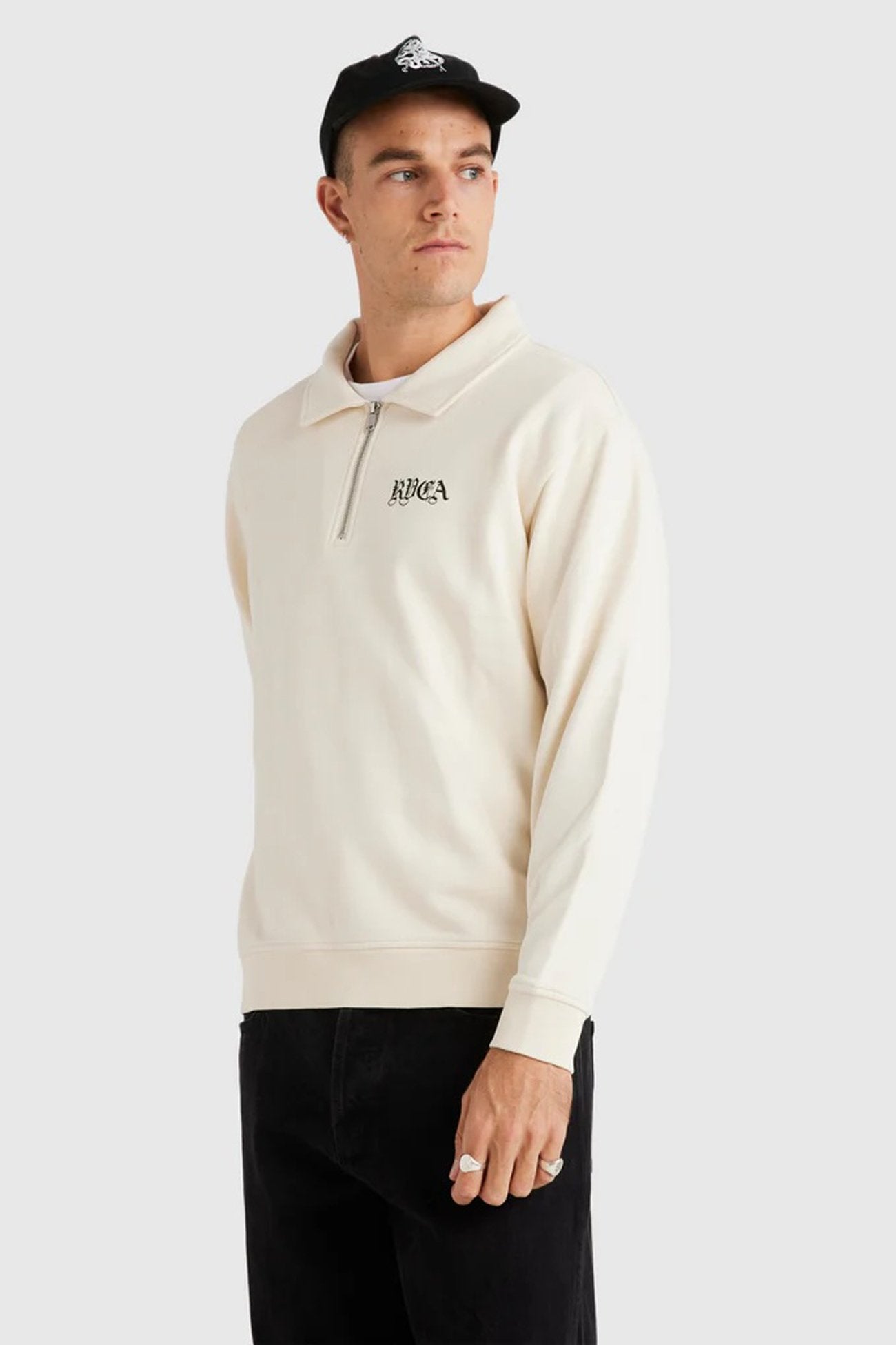 Benj Half Zip Collared Crew Salt