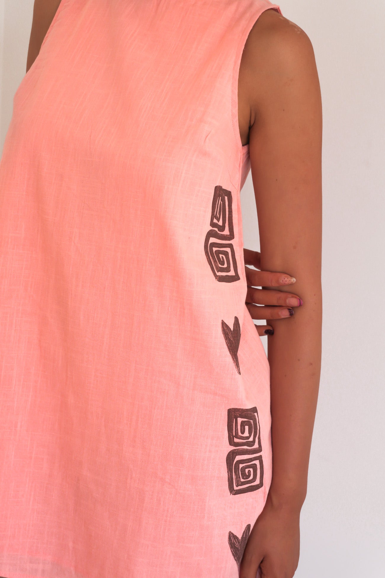 Bessie Mini Dress Peach Brown