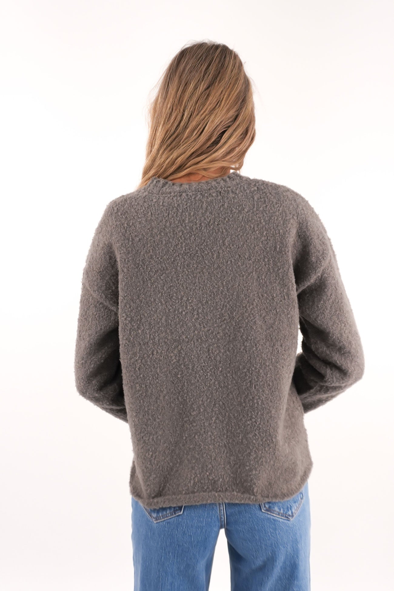 Billie Boucle Knit Jumper Grey