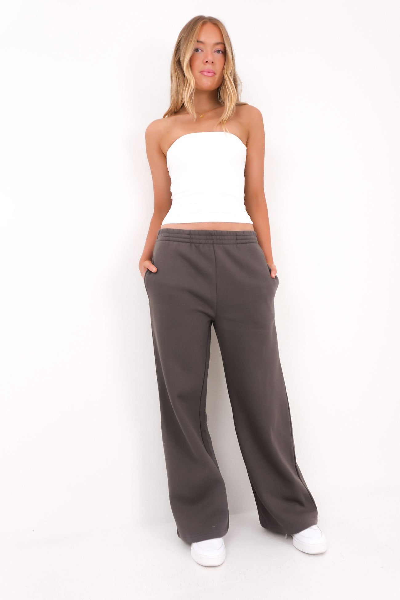 Blair Wide Track Pant Charcoal