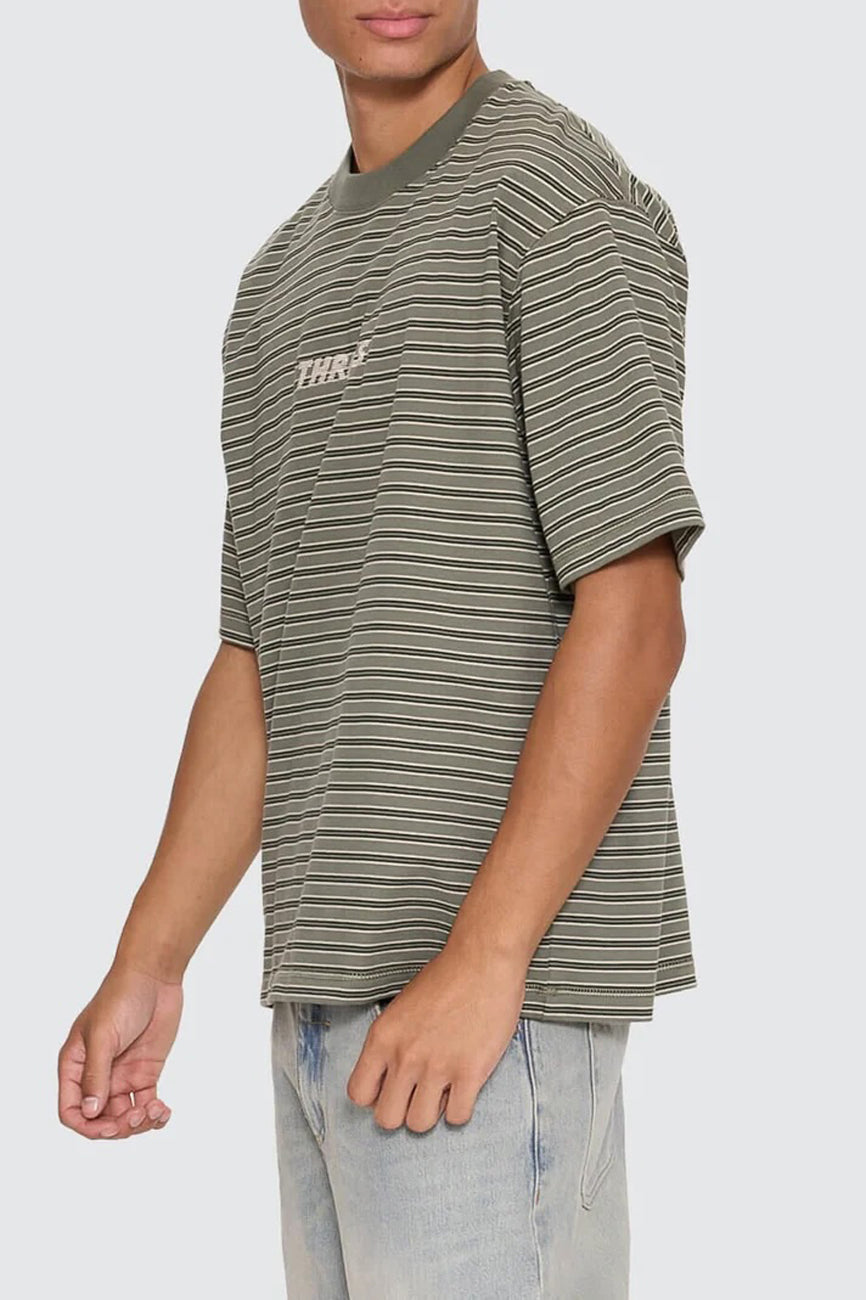 Built To Last Stripe Oversize Box Crop Tee Beetle