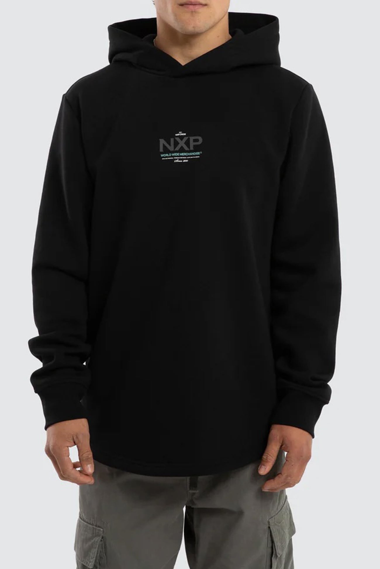 Peak Dual Curved Hoodie Jet Black