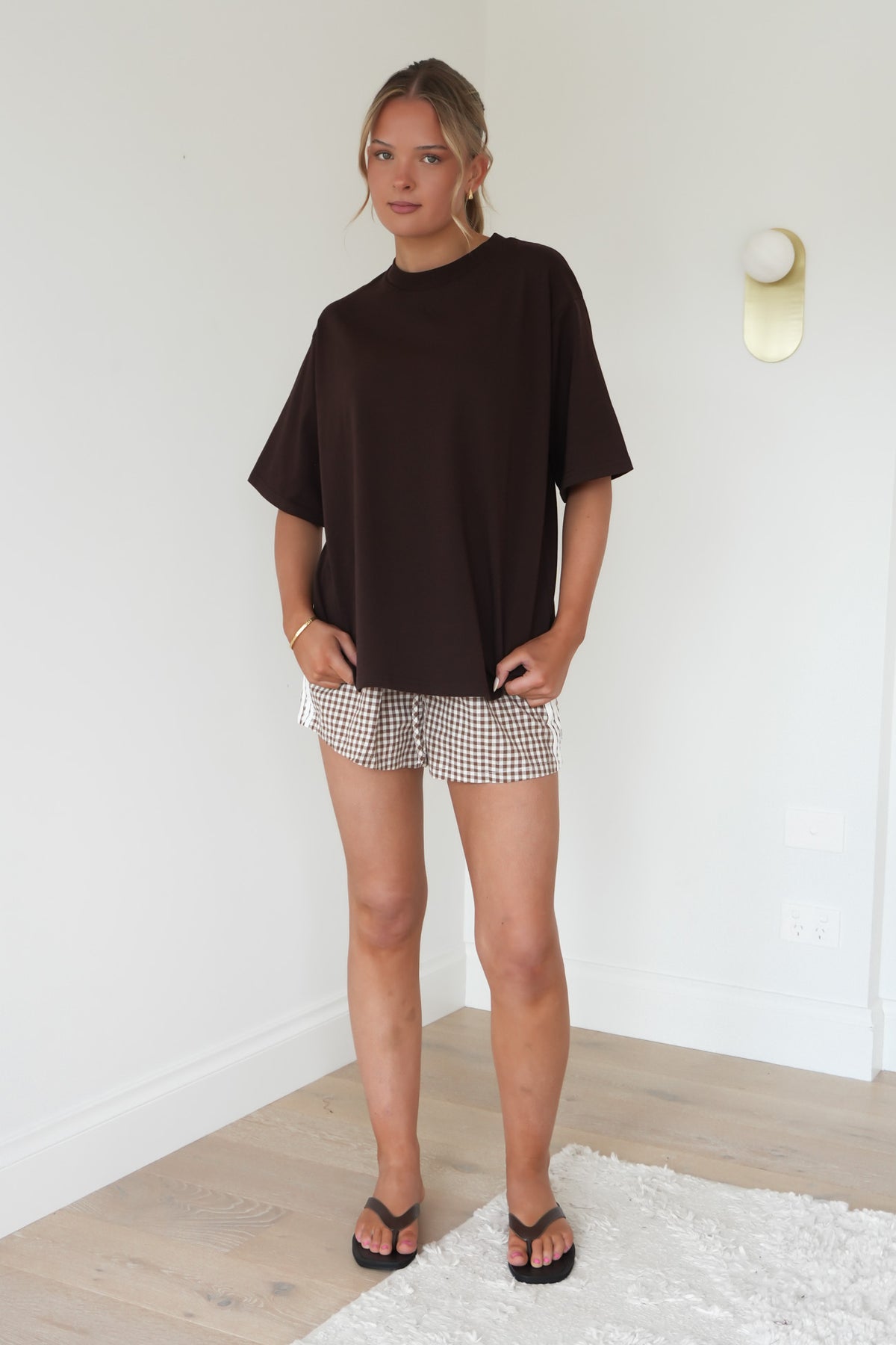 Cadie Short Brown Gingham