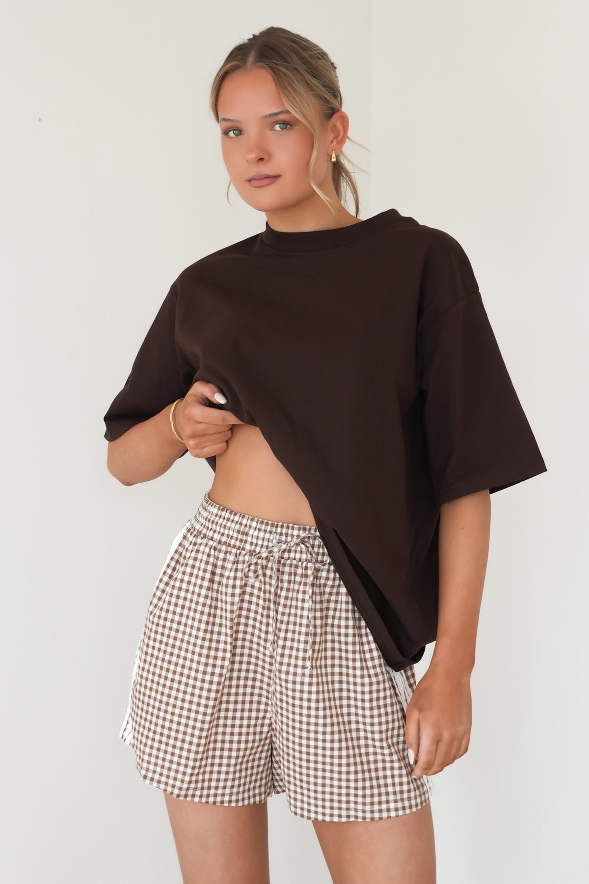 Cadie Short Brown Gingham