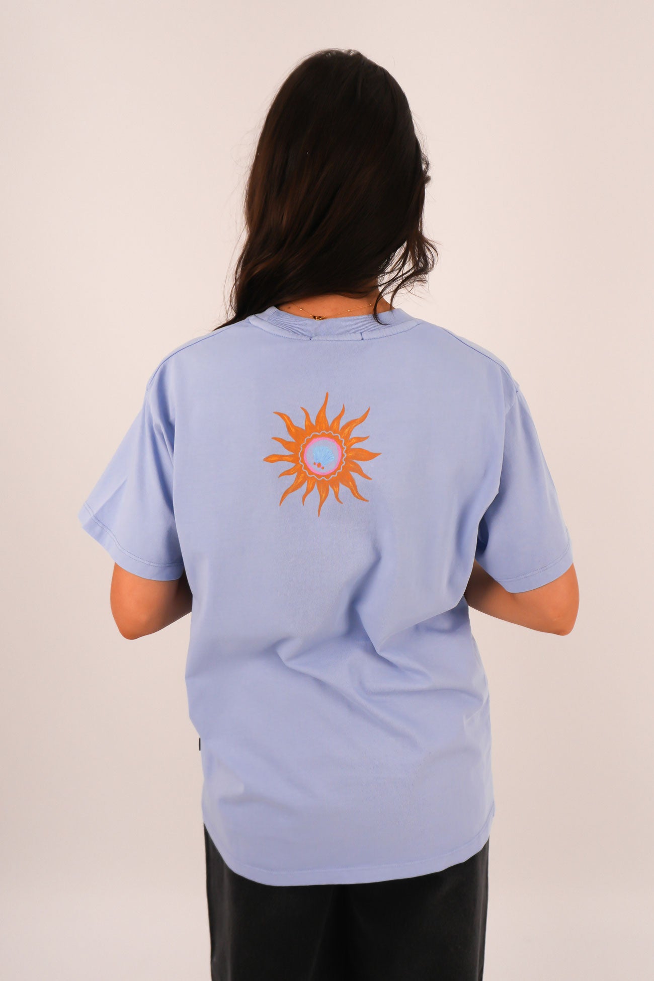 Calamity Sun Relaxed Tee Light Blue