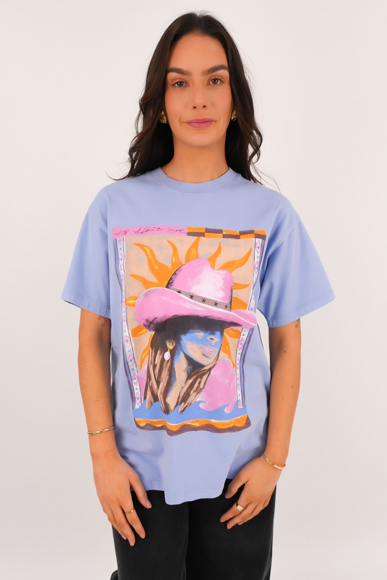 Calamity Sun Relaxed Tee Light Blue