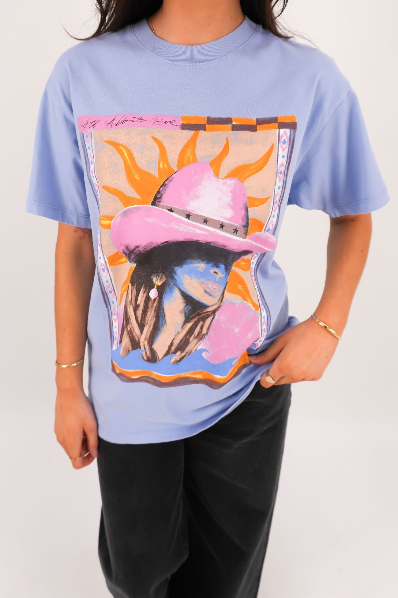 Calamity Sun Relaxed Tee Light Blue