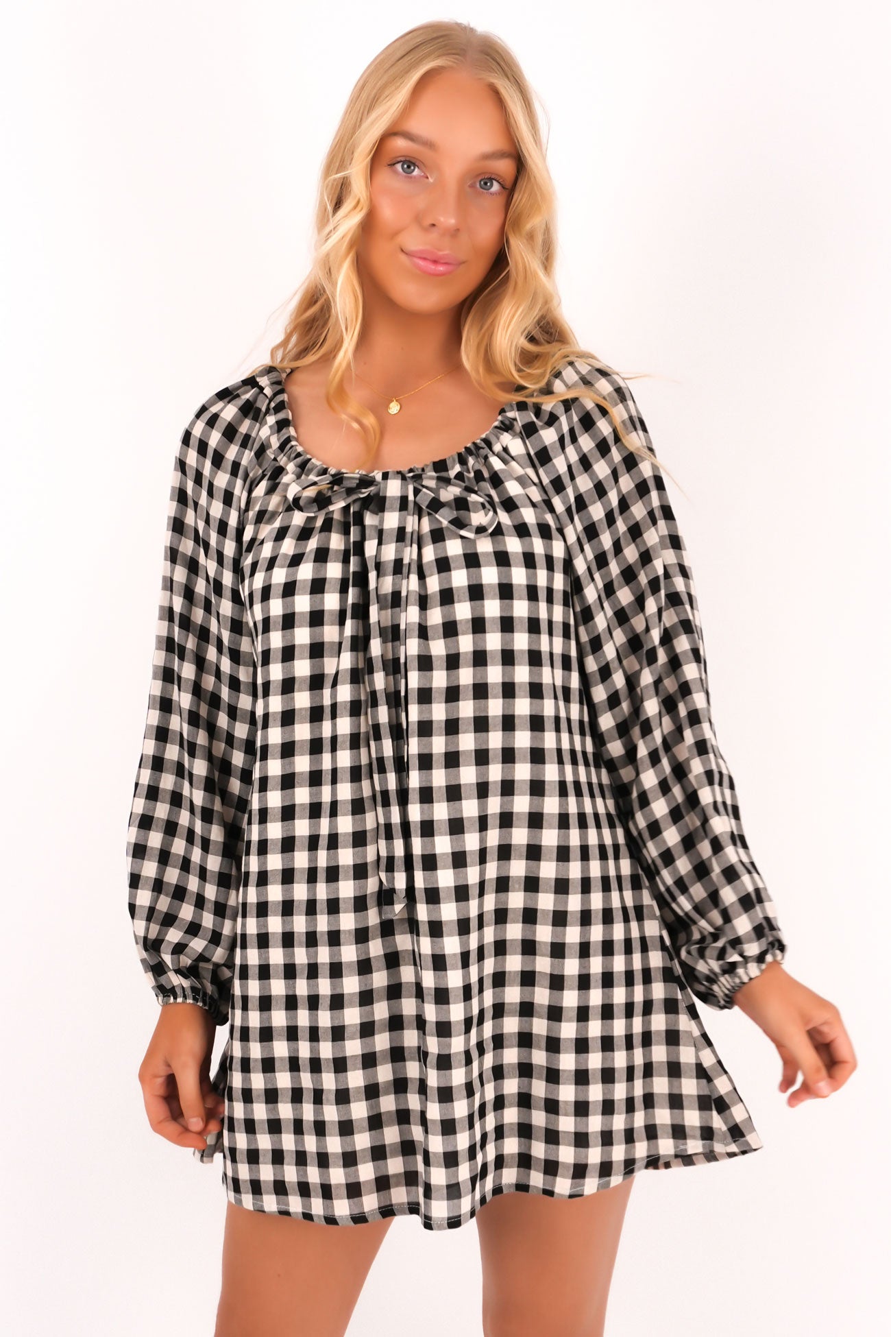 Caleb Mini Dress Black Gingham