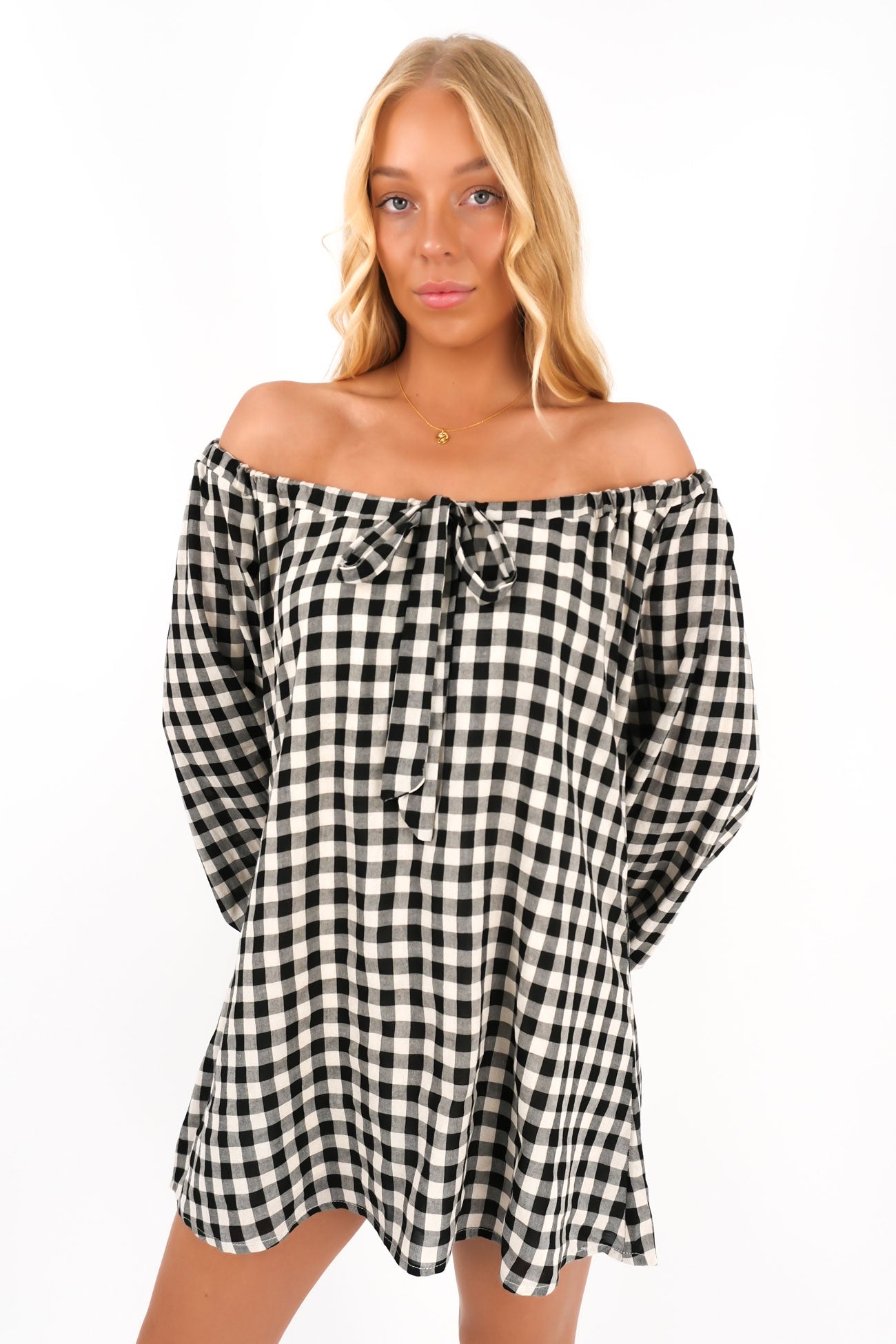 Caleb Mini Dress Black Gingham