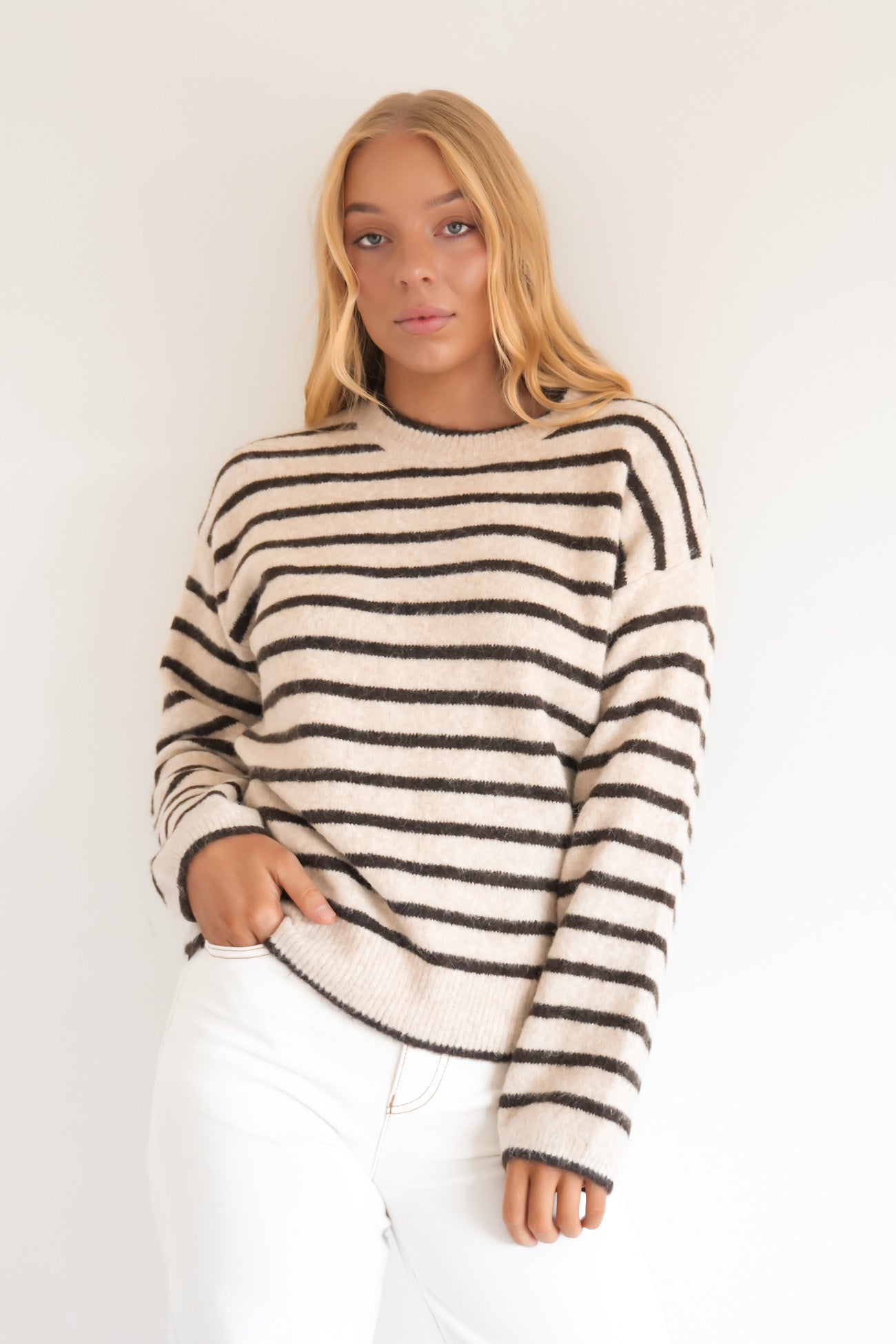 Cally Knit Jumper Natural Stripe