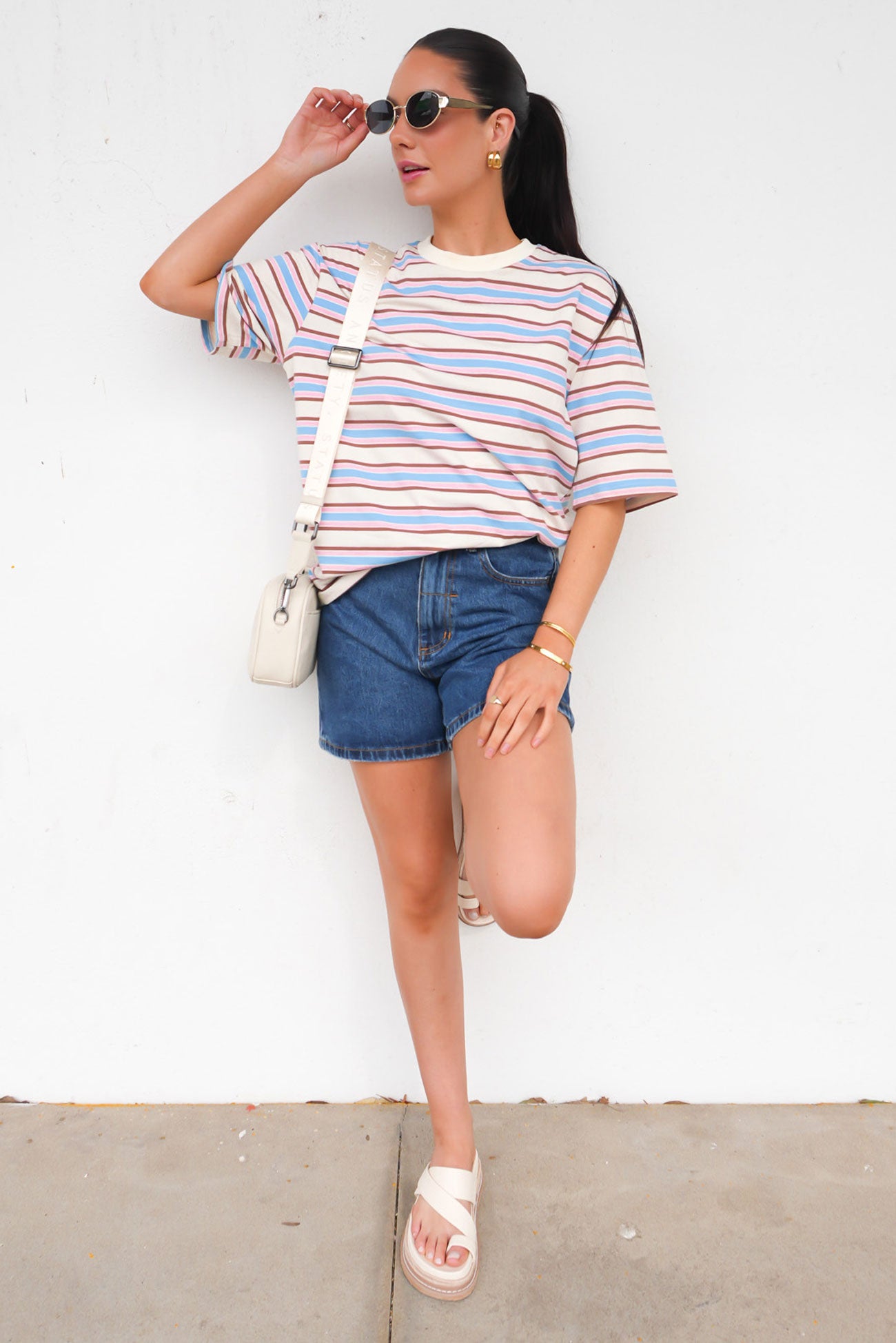 Campbell Stripe Tee Blue Pink