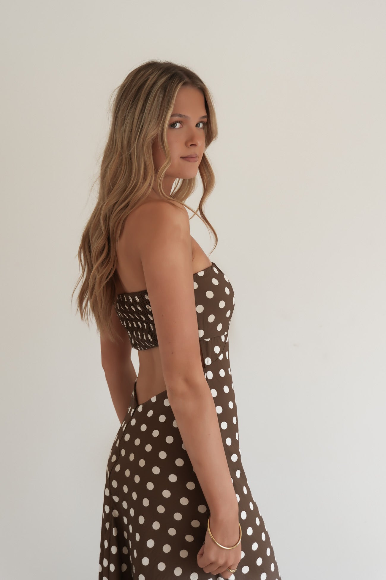 Carlos Maxi Dress Chocolate Polka Dot