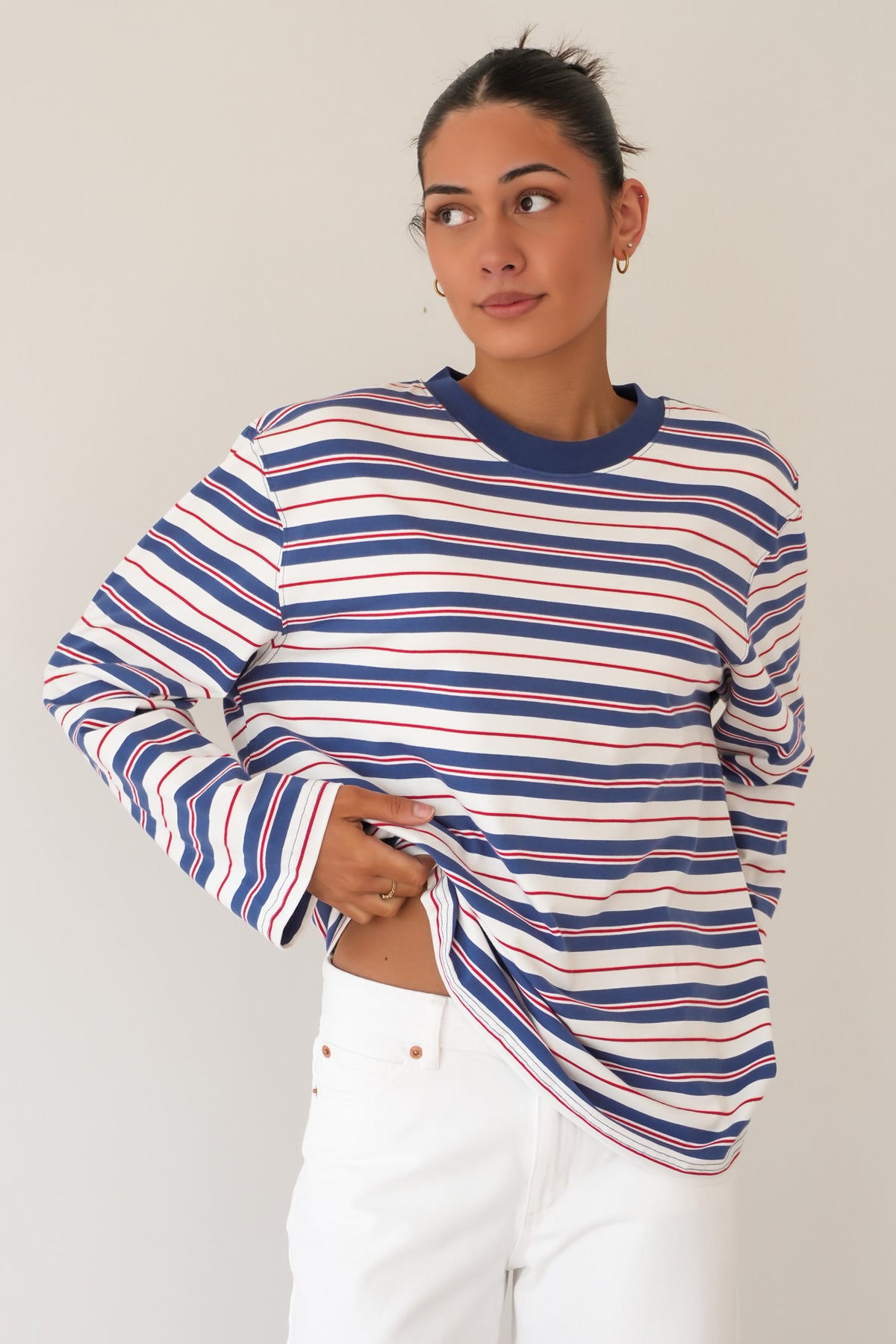Carter Long Sleeve Red Slate Stripe