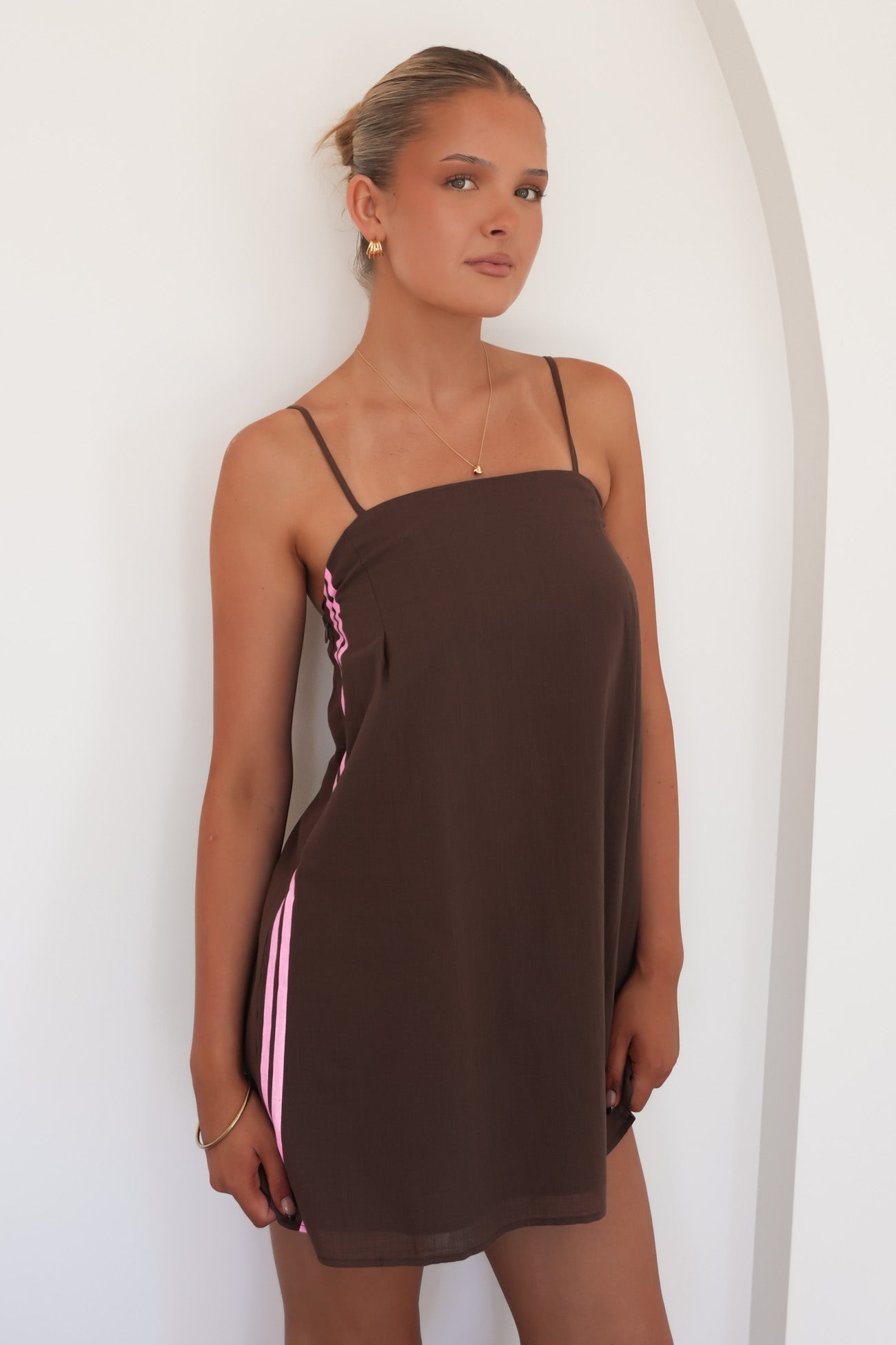 Catalina Mini Dress Chocolate Pink