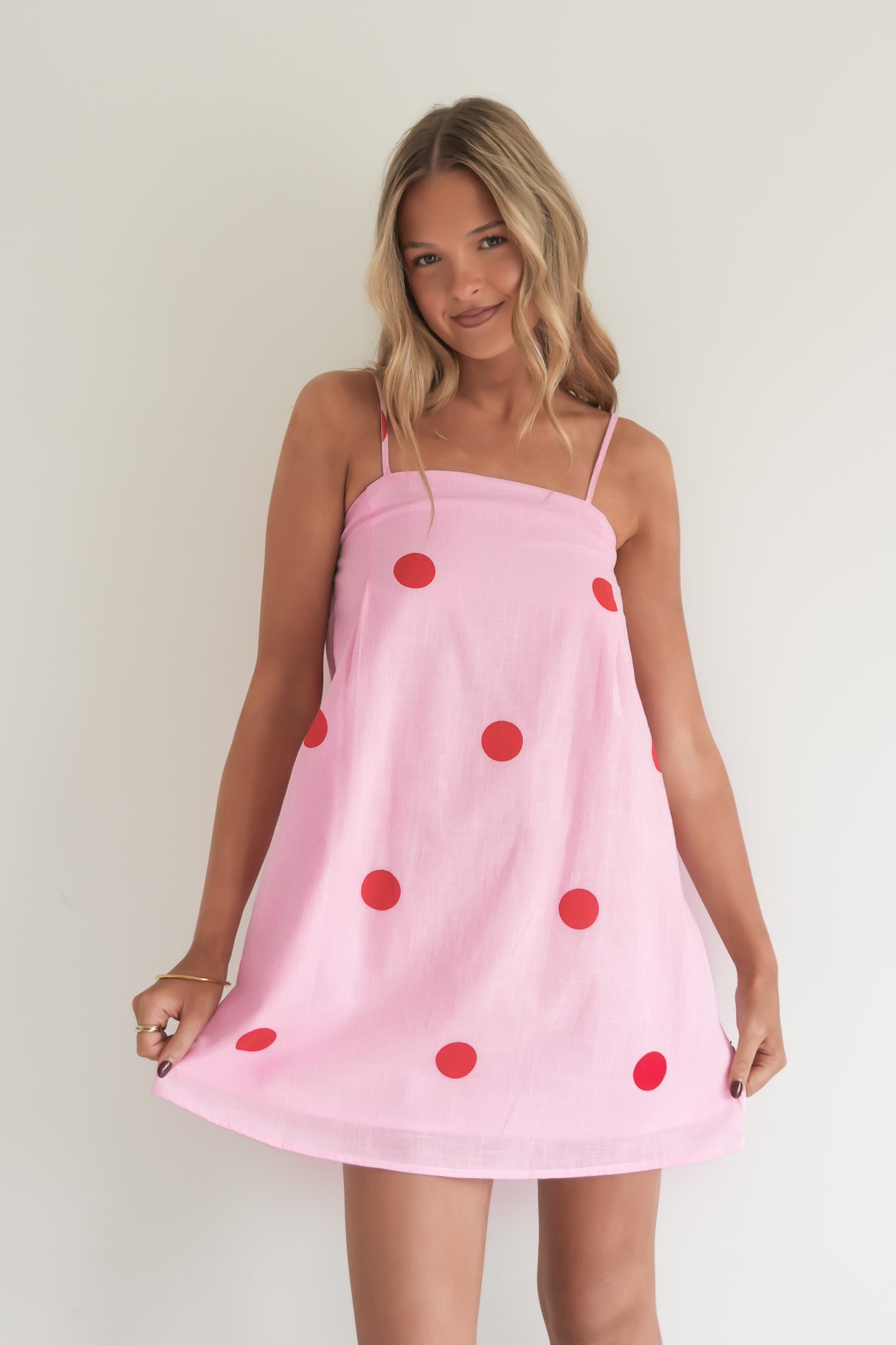 Catalina Mini Dress Pink Polka Dot