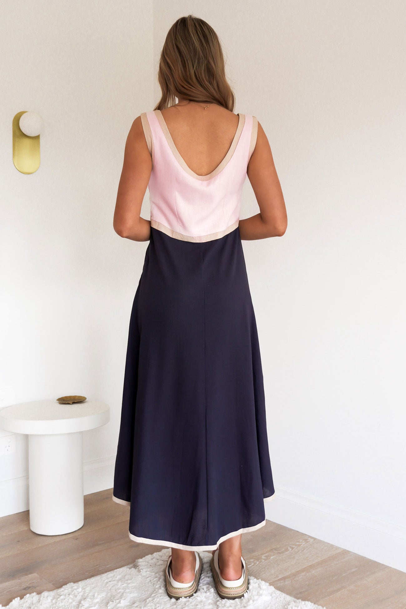 Clarabel Midi Dress Navy Pink