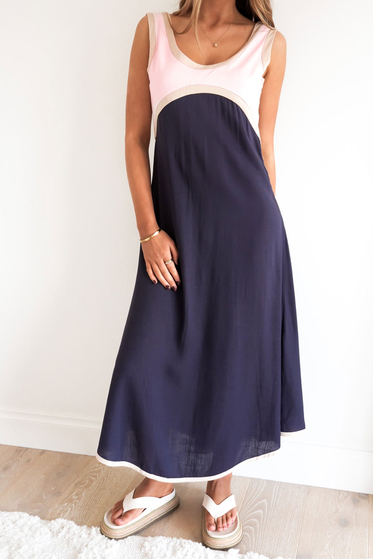 Clarabel Midi Dress Navy Pink