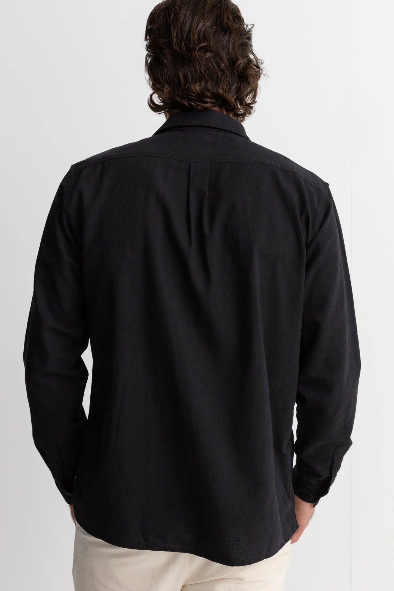 Classic Linen Long Sleeve Shirt Black b