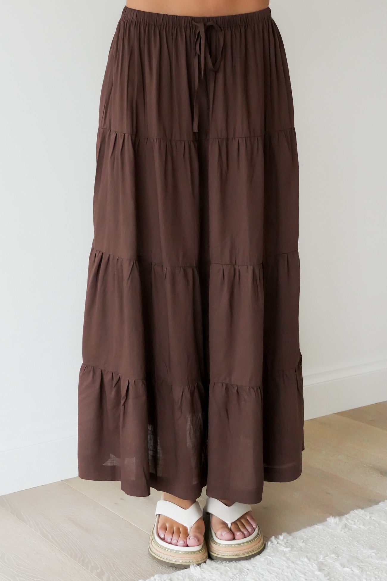 Classic Tiered Maxi Skirt Chocolate
