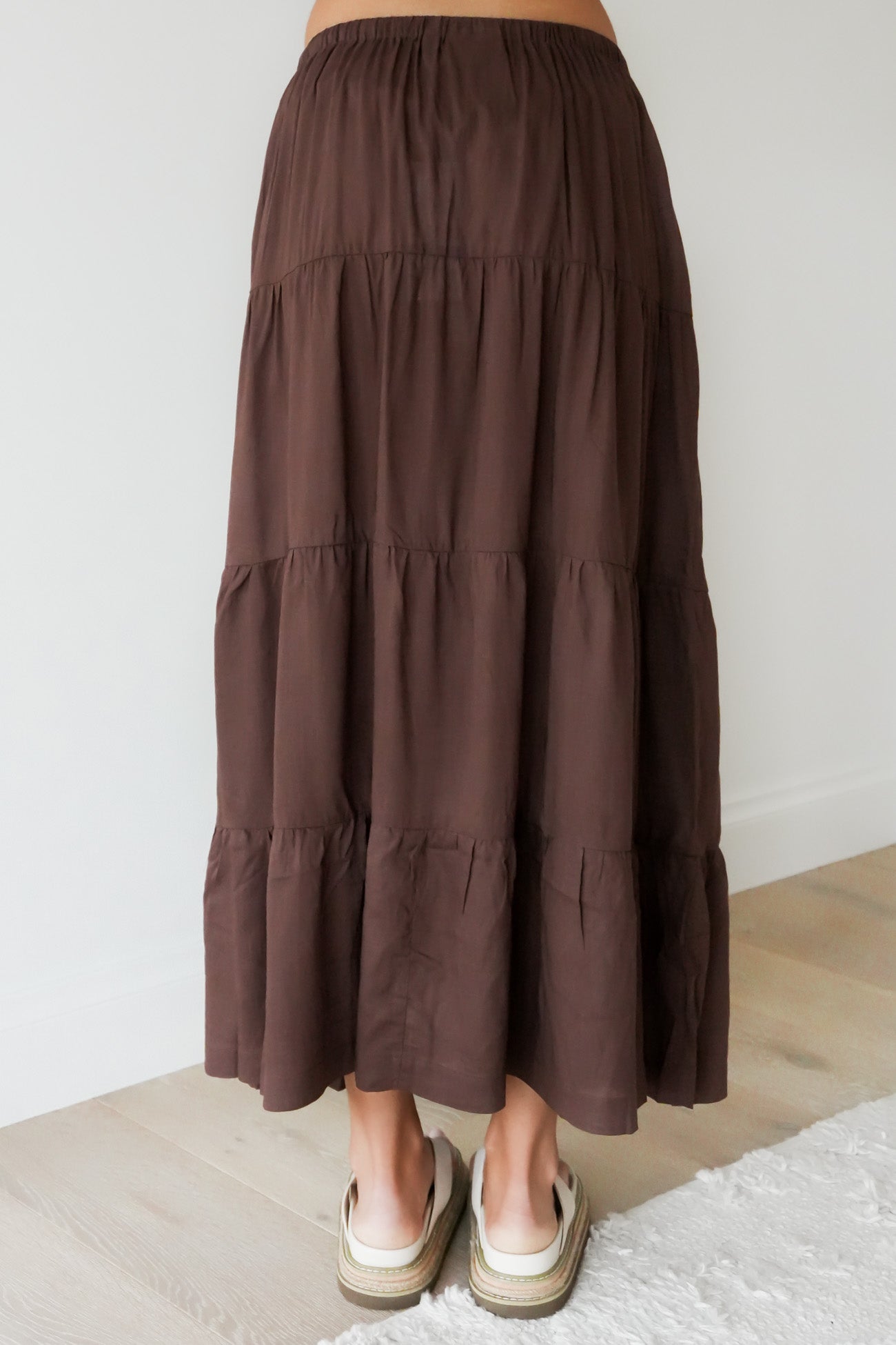 Classic Tiered Maxi Skirt Chocolate