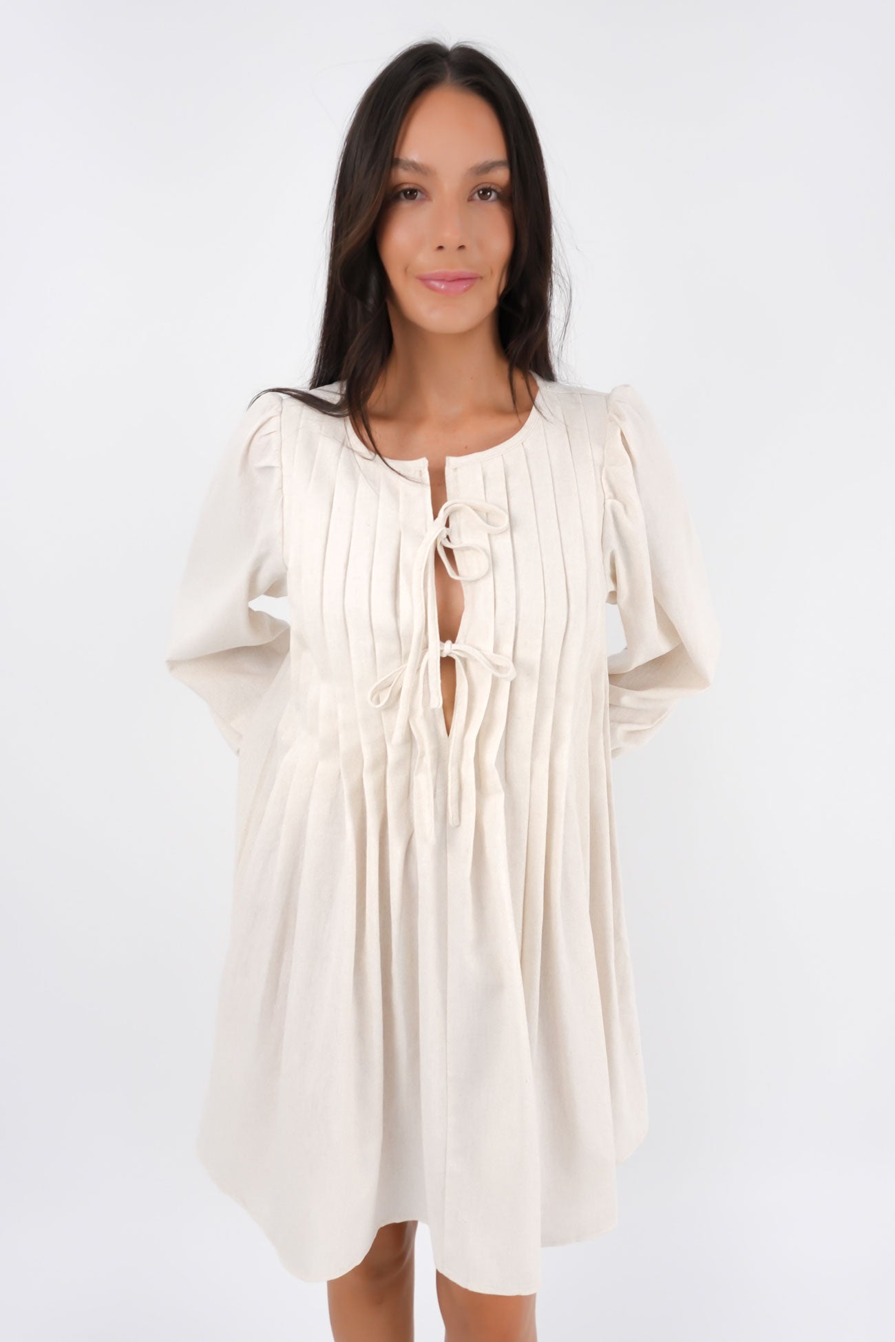 Clydette Long Sleeve Mini Dress Oatmeal