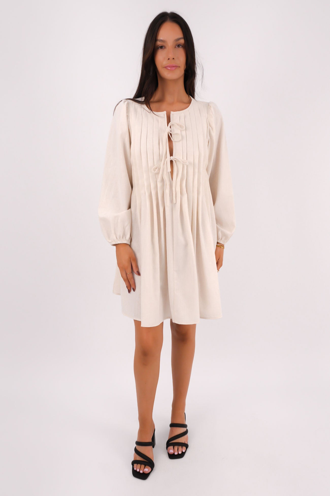 Clydette Long Sleeve Mini Dress Oatmeal