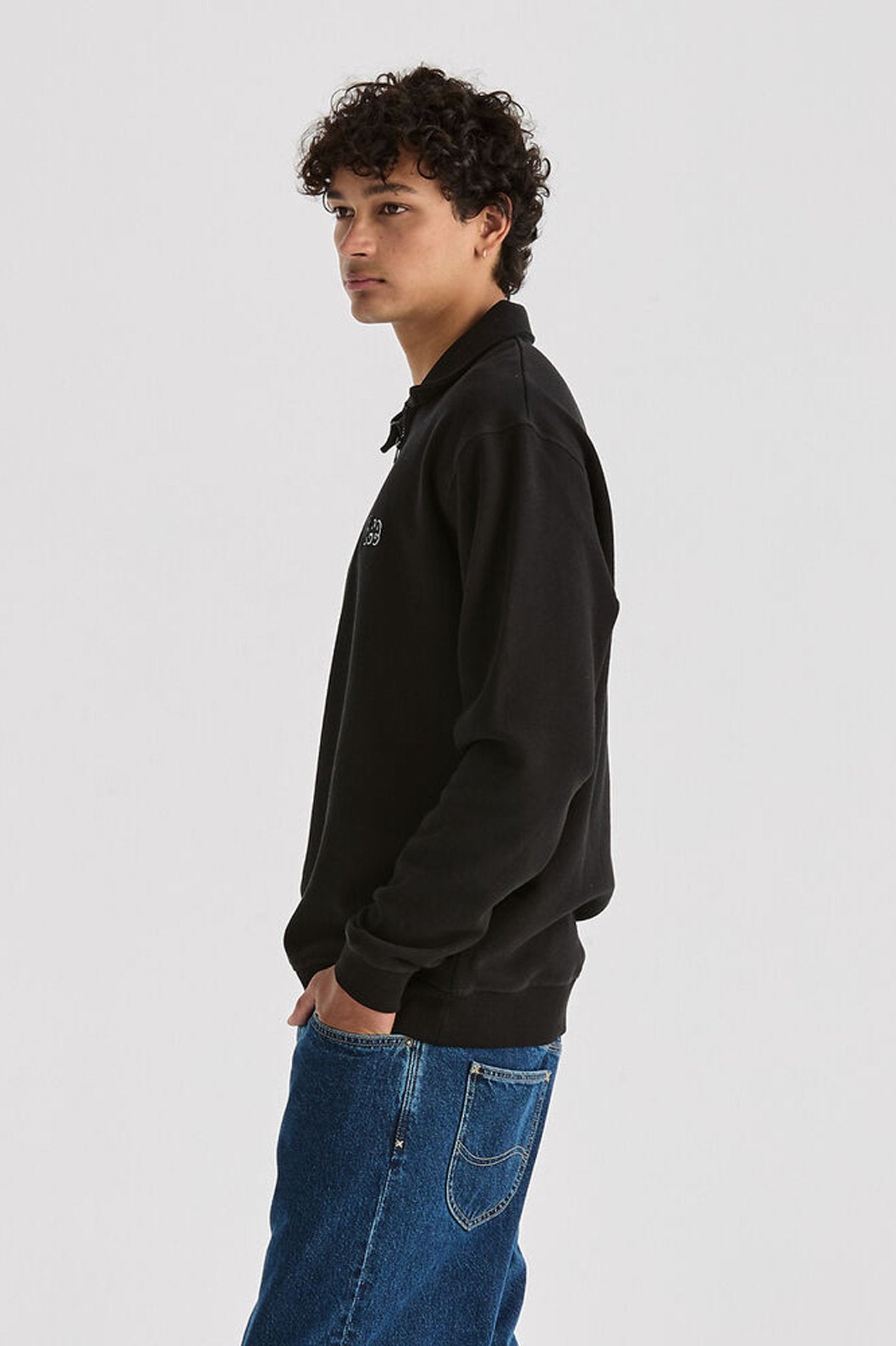 Collar Fleece Sweat Black