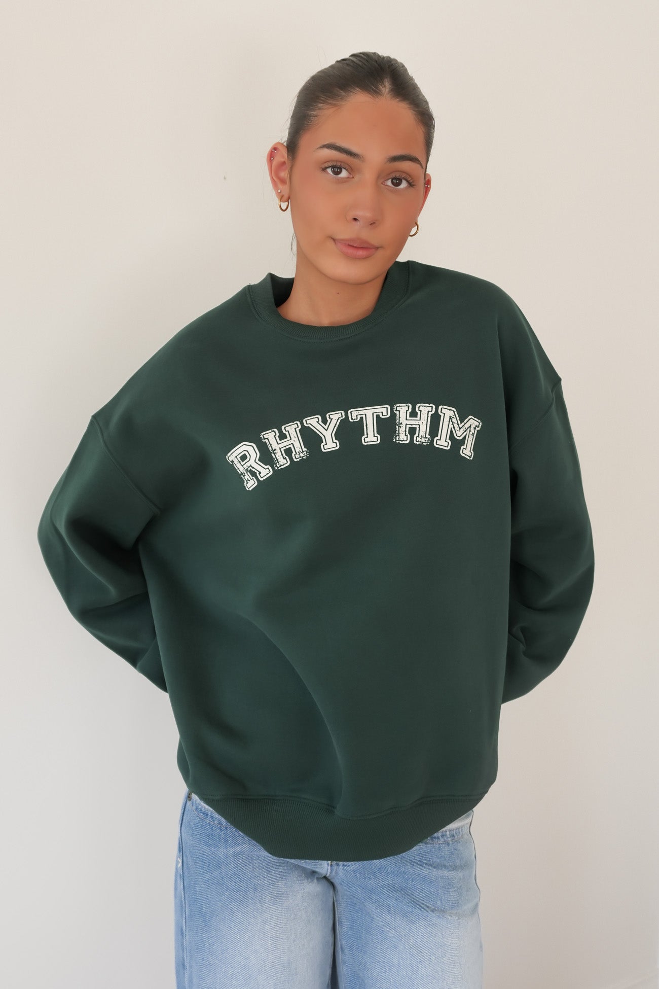 Collegiate Oversized Crew Neck Fleece Forest