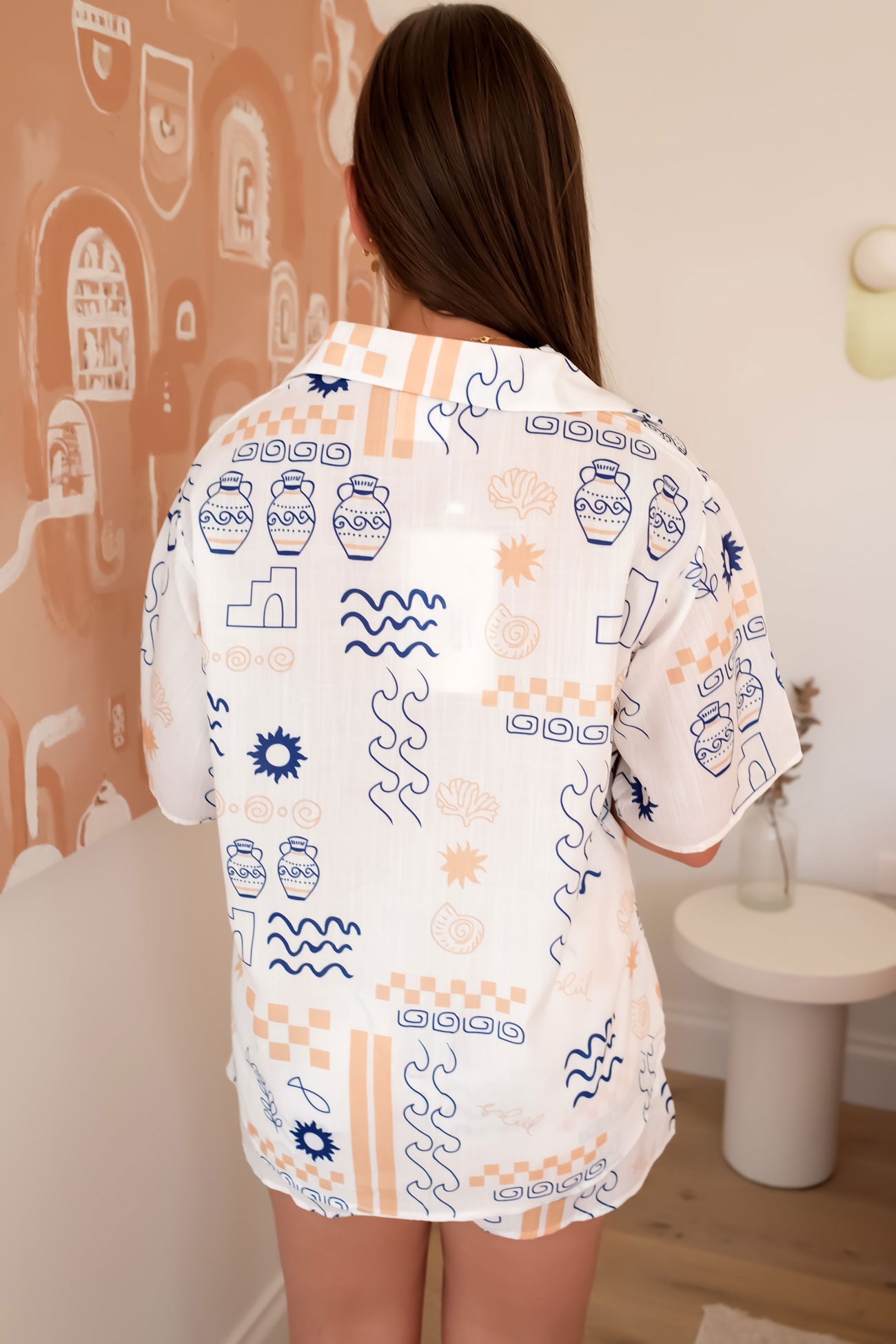 Corfu Set White Navy Greek Vase