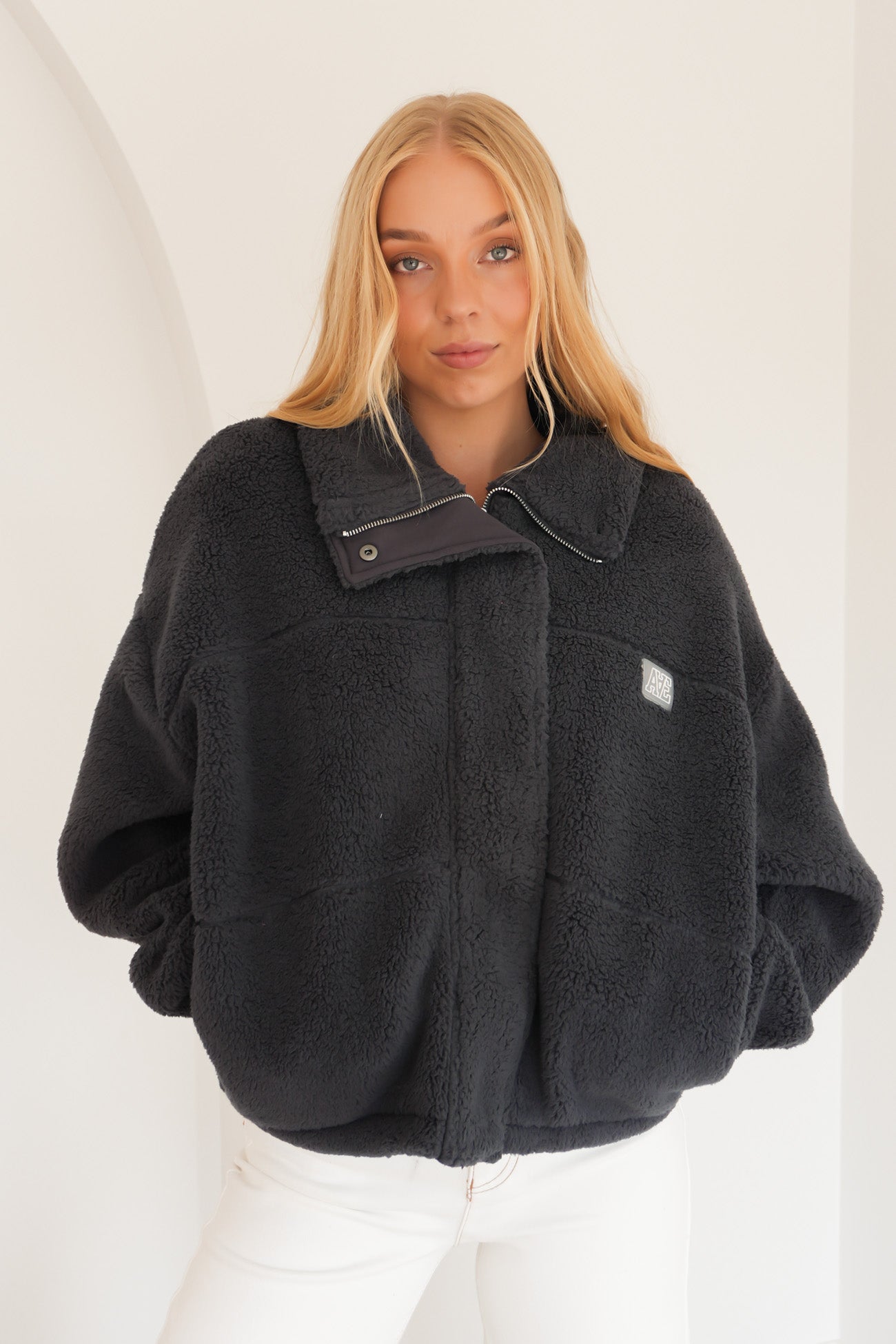 Cosy Club Teddy Jacket Charcoal