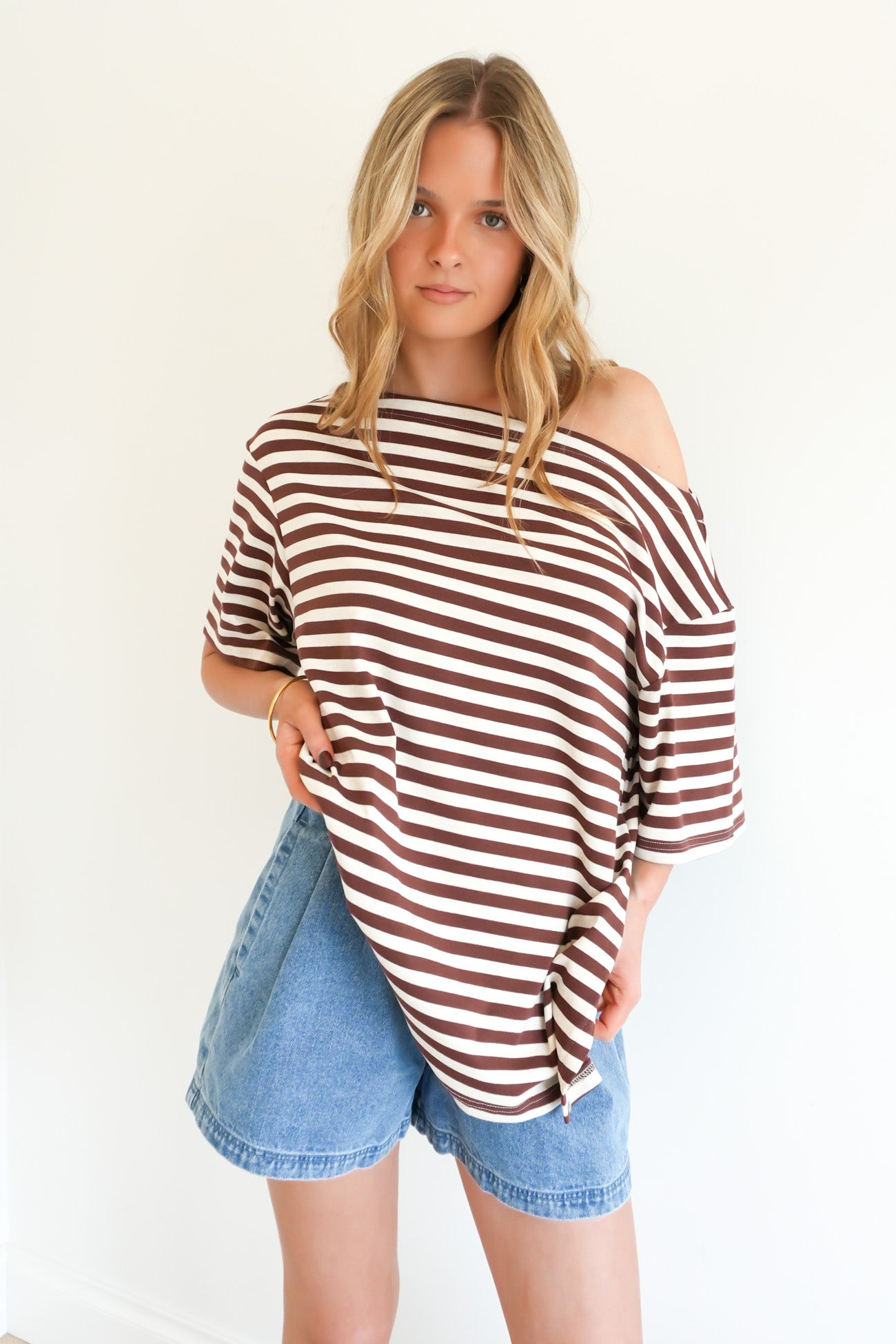 Neave Tee Chocolate Stripe