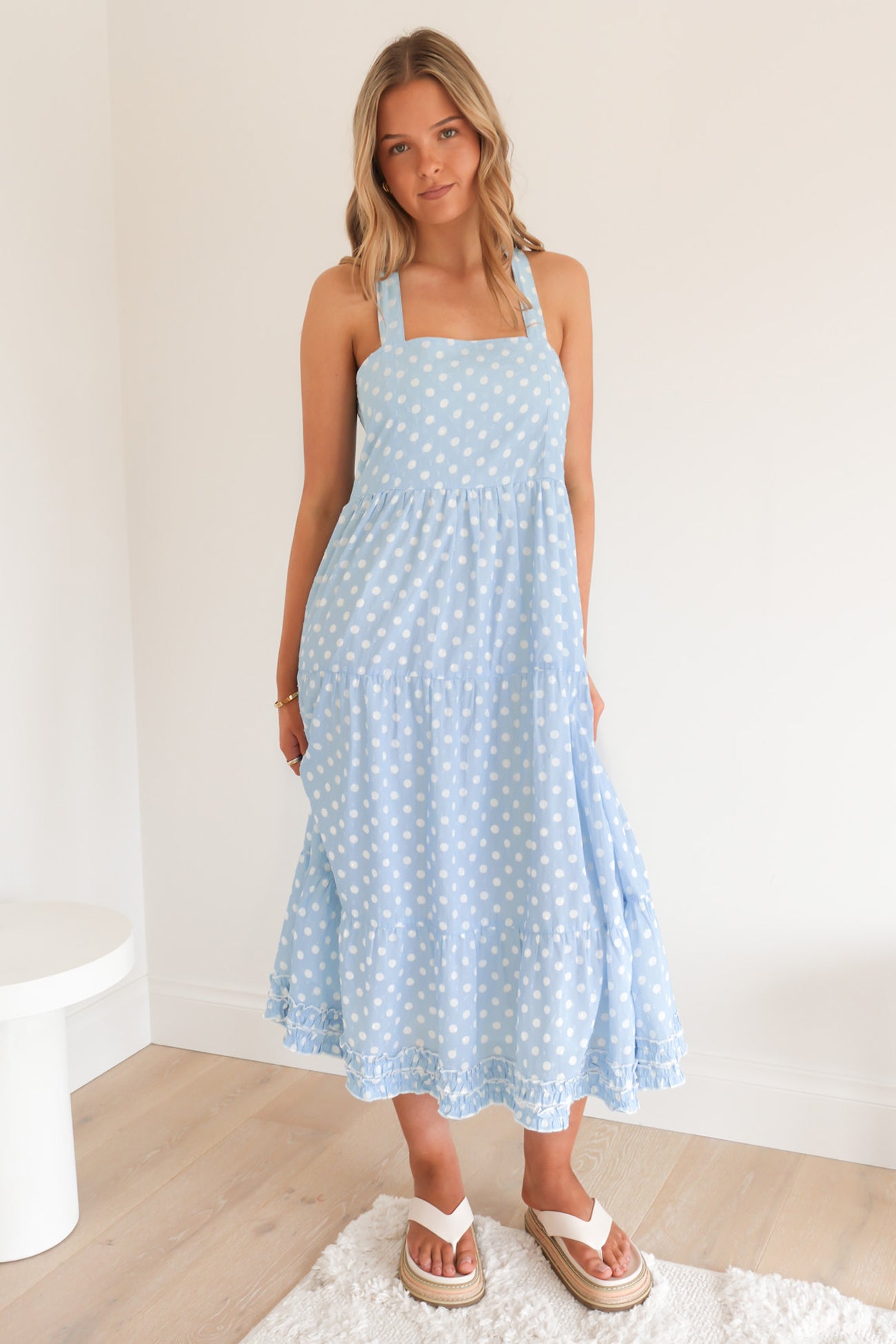Joshua Midi Dress Blue Polka Dot