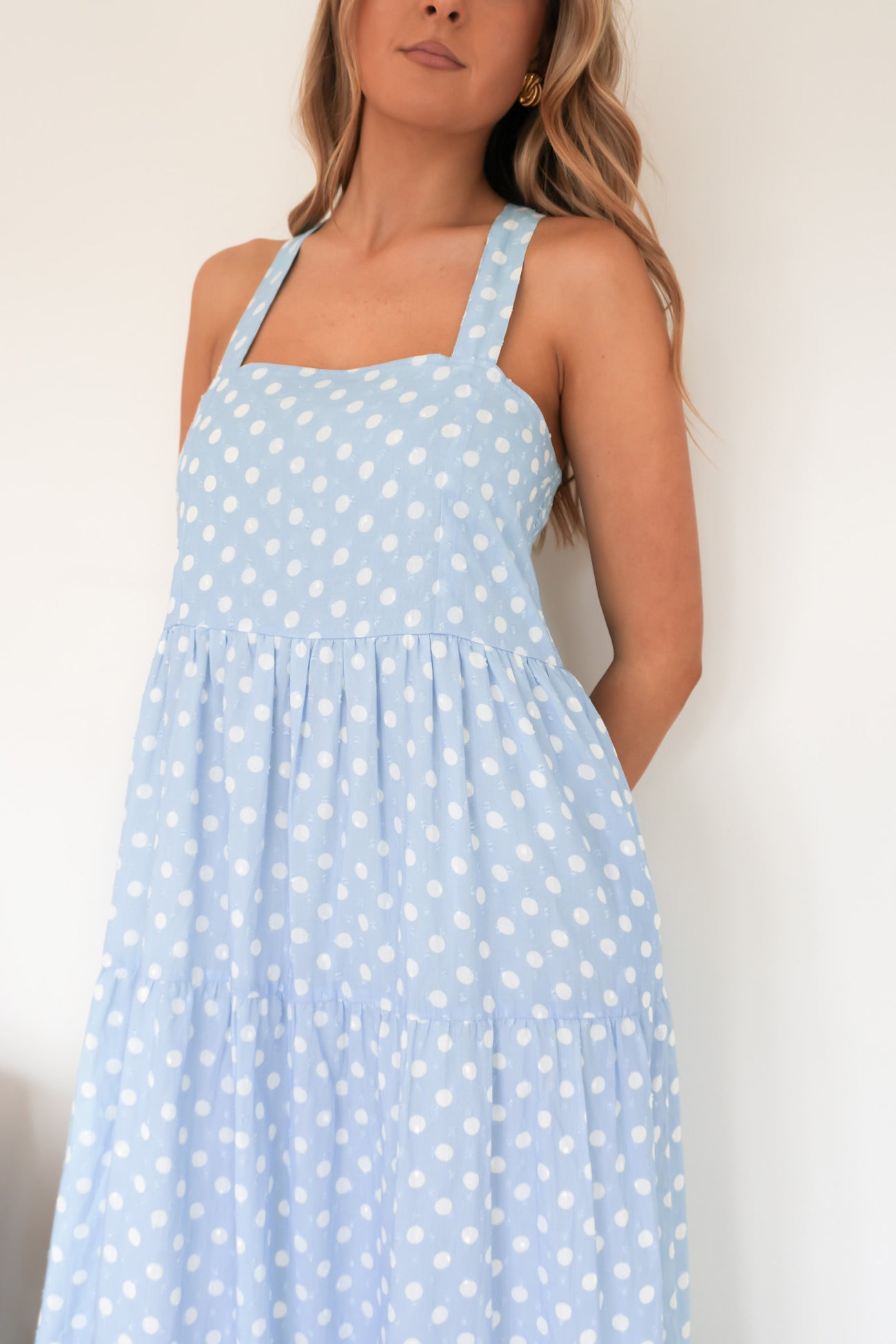 Joshua Midi Dress Blue Polka Dot