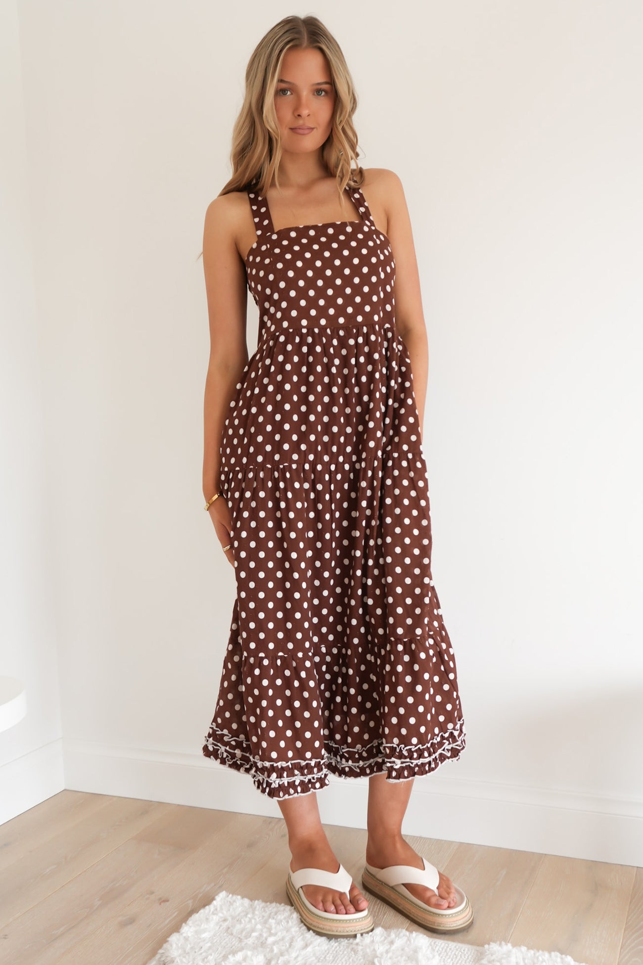Joshua Midi Dress Chocolate Polka Dot