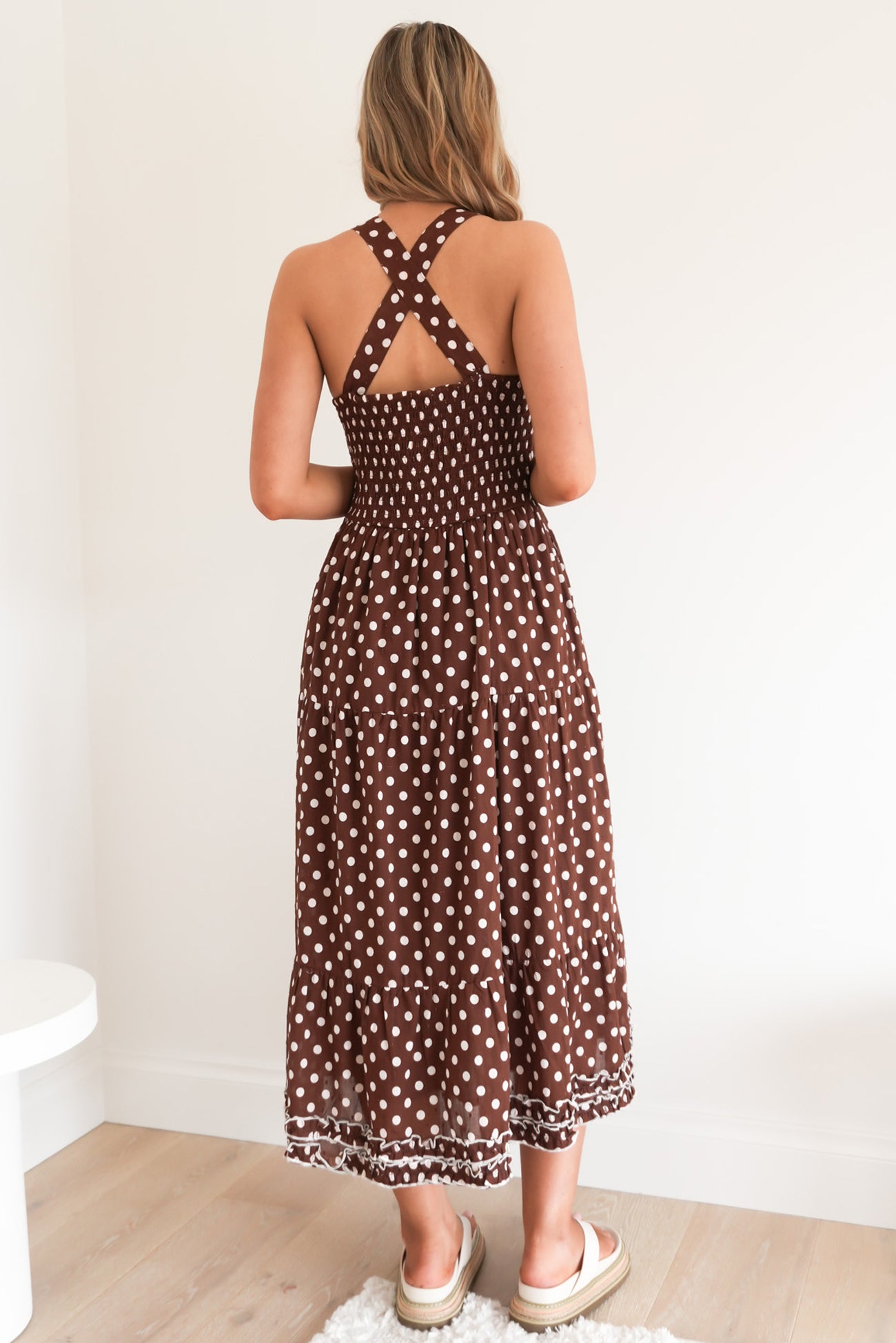 Joshua Midi Dress Chocolate Polka Dot