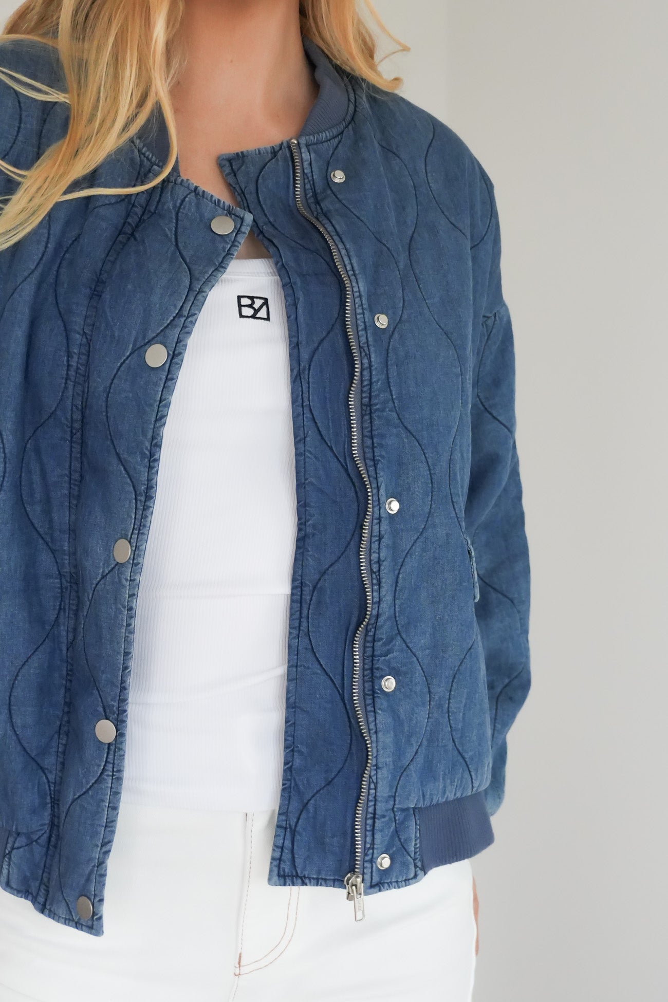 Toni Bomber Jacket Mid Blue Denim