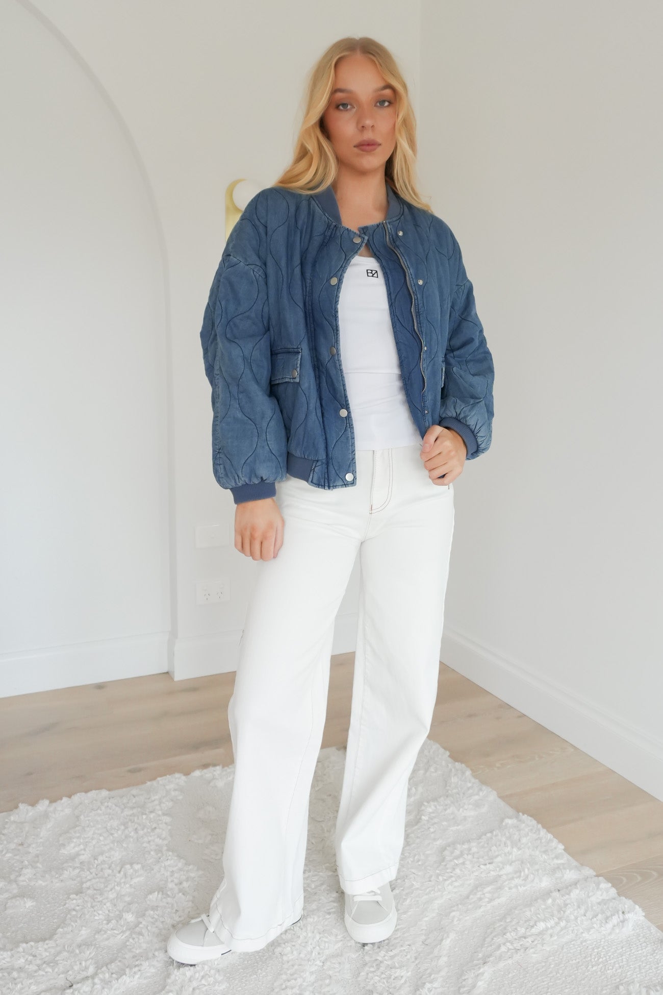Toni Bomber Jacket Mid Blue Denim