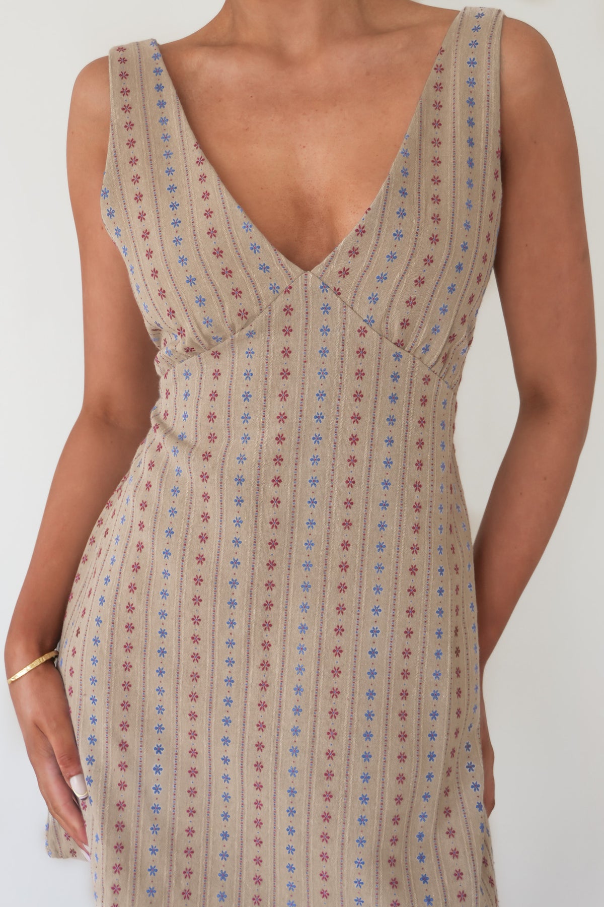 Daisy Floral Mini Dress Sand