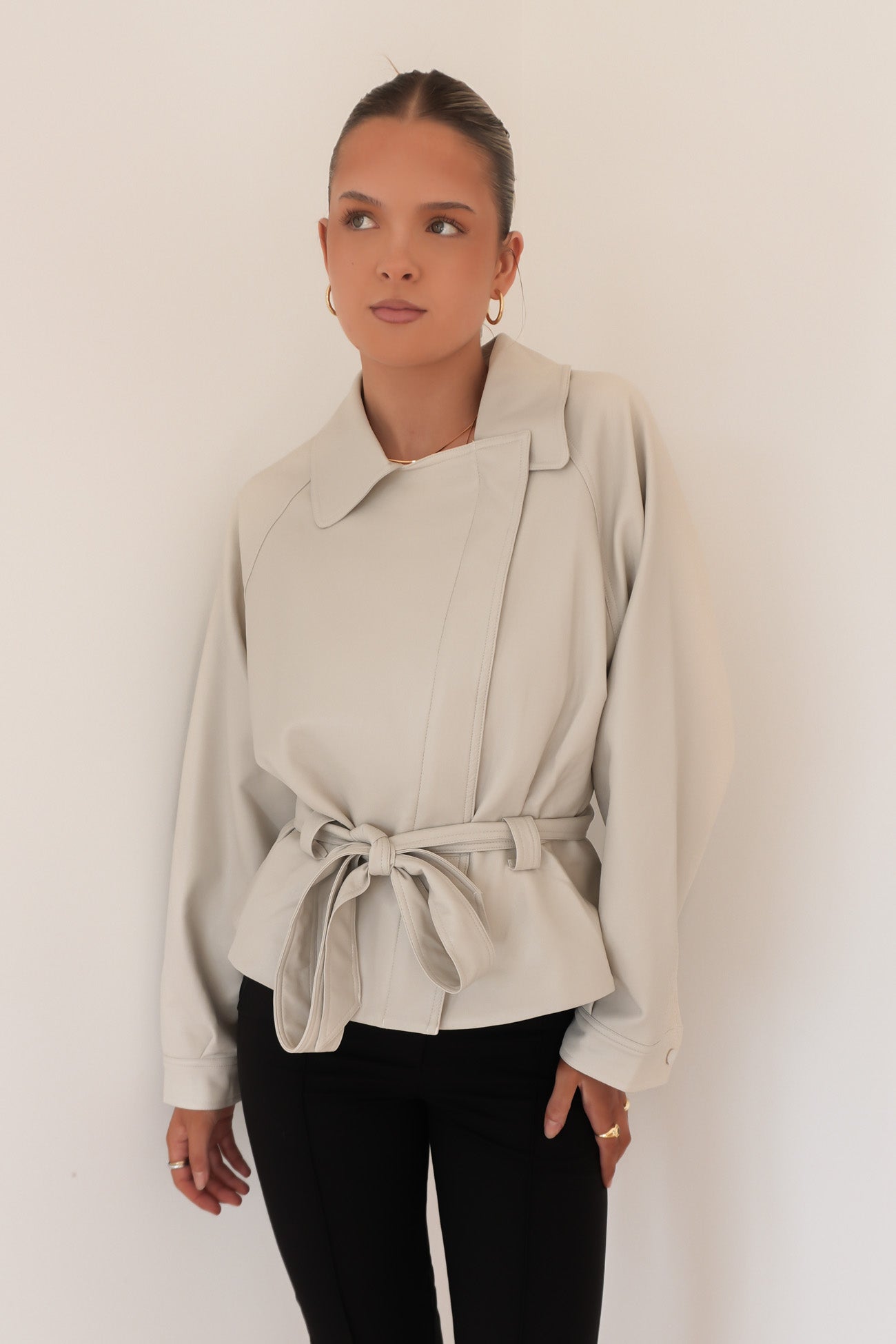 Darcie Pleather Jacket Stone