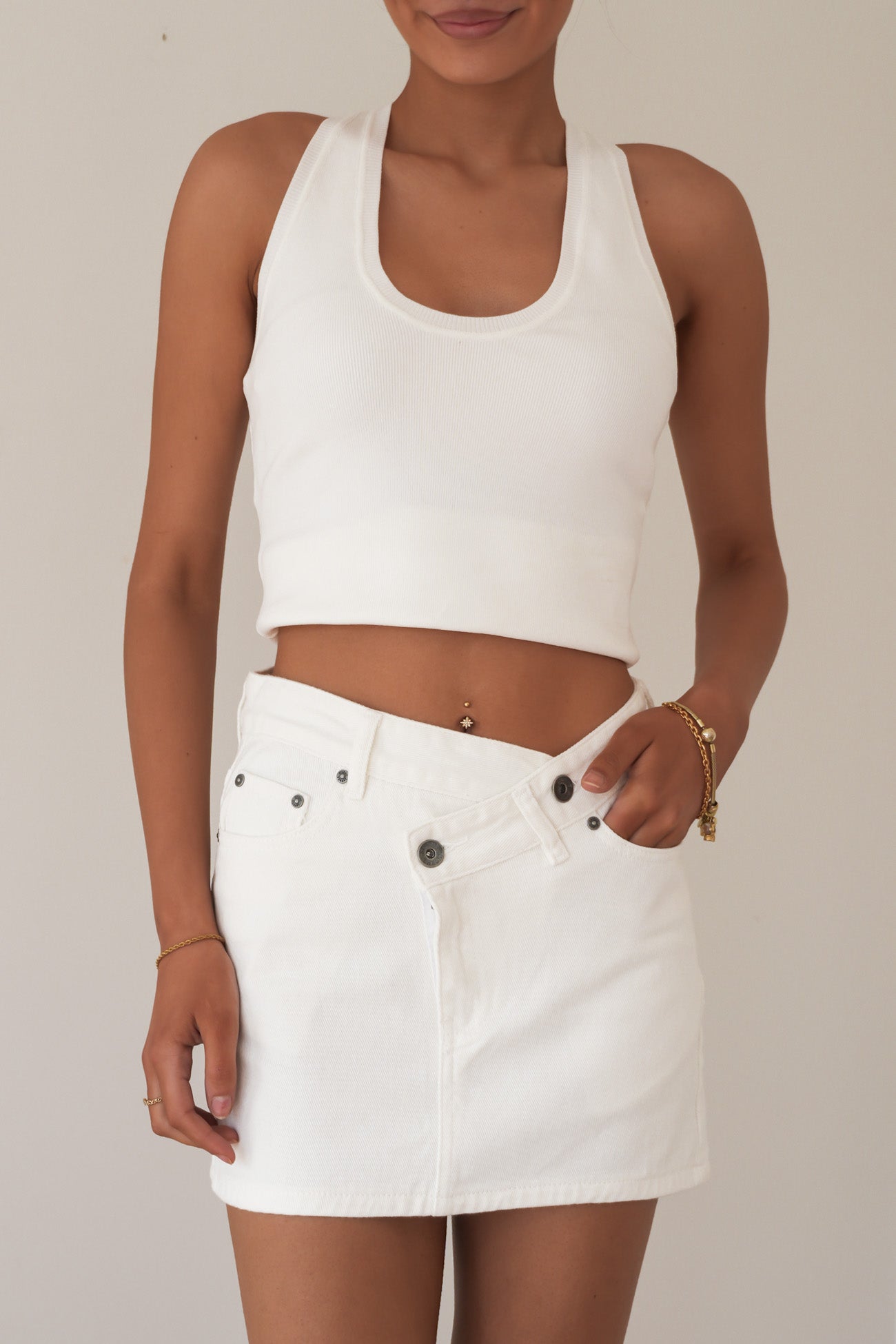 Darcy Wrap Around Mini Skirt White