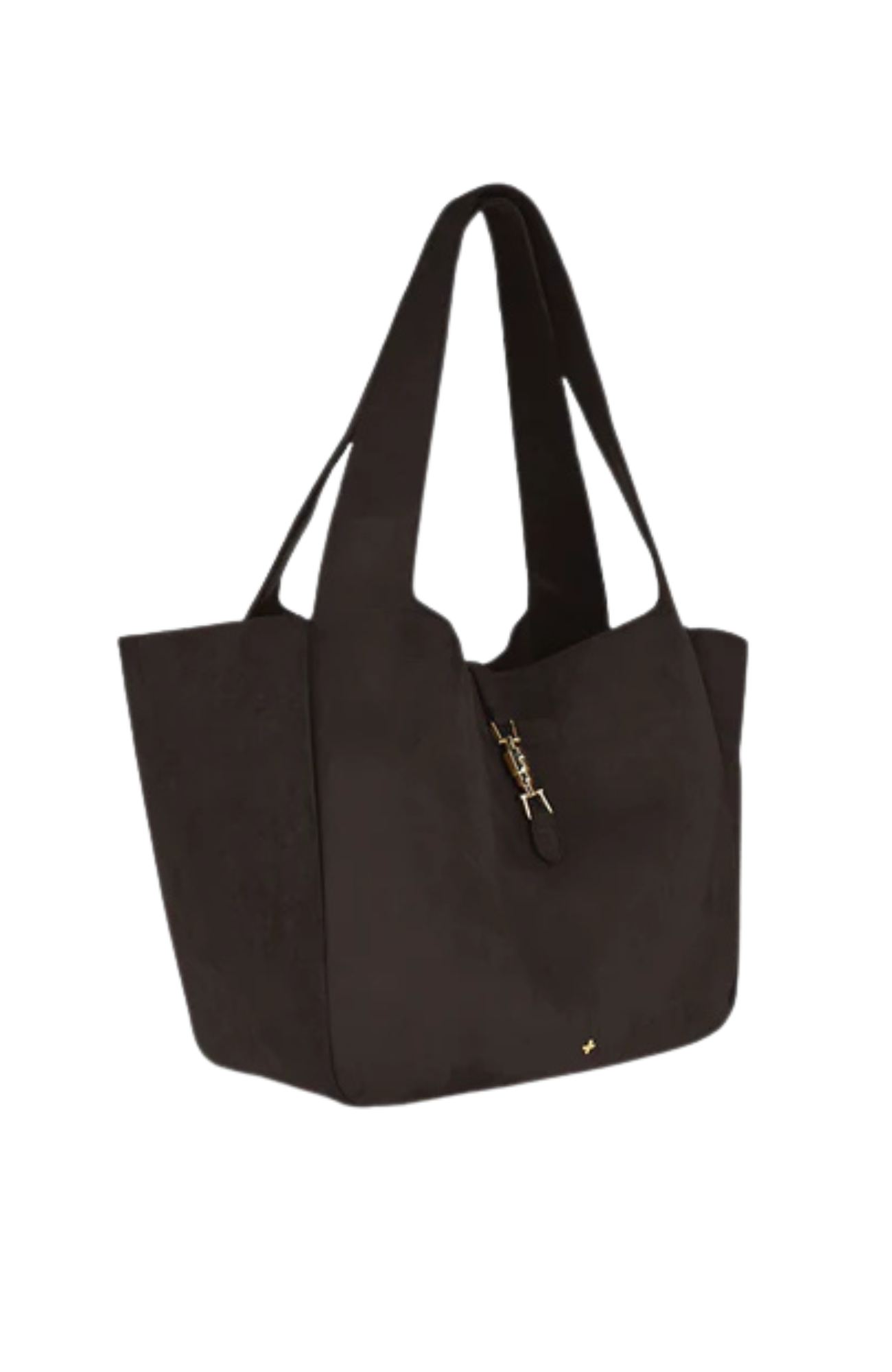 Dasha Bag Chocolate Faux Suede Gold