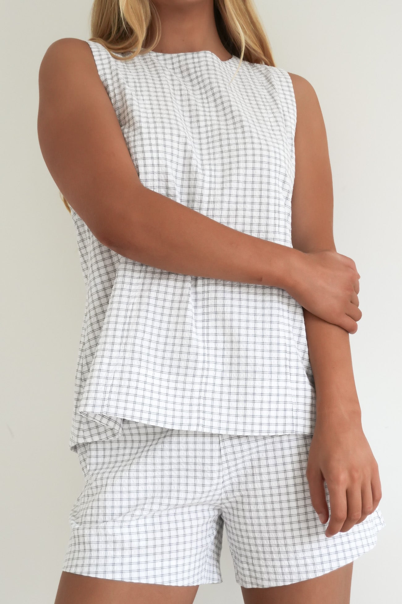 Demi Short White Check