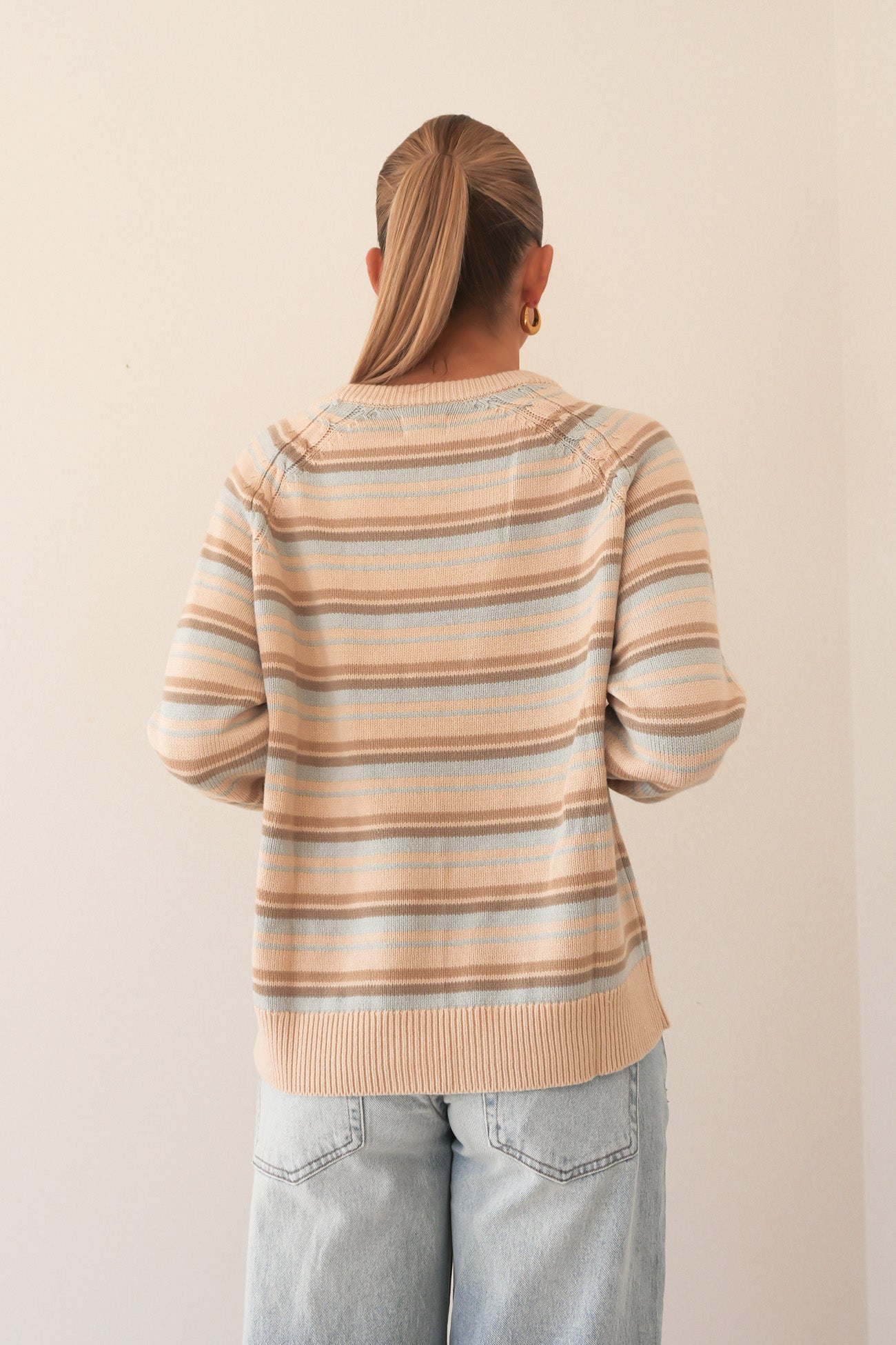 Distant Shores Striped Sweater Baby Blue