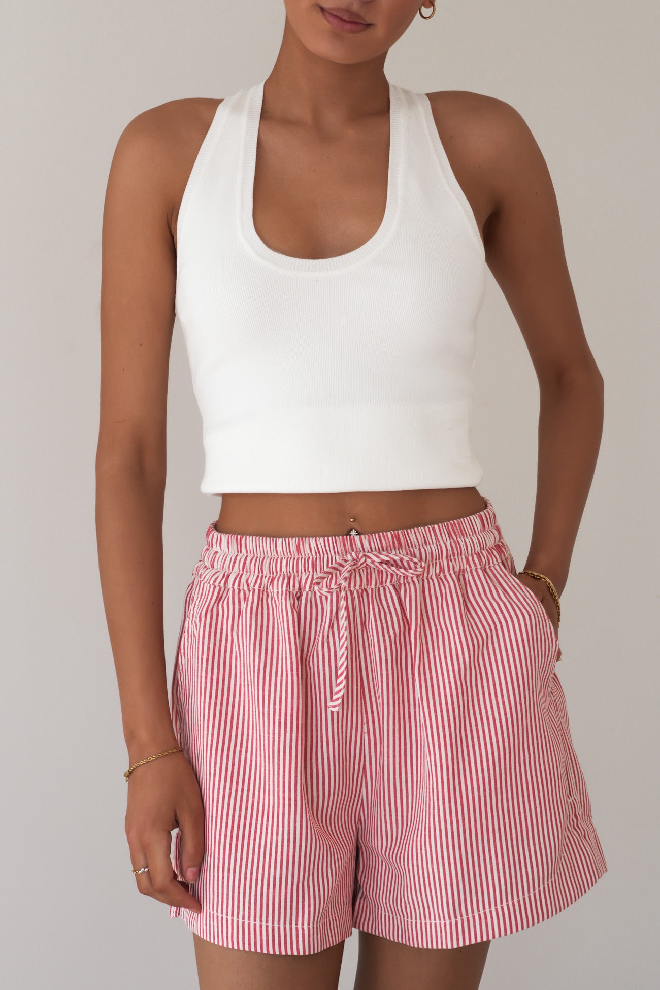 Echo Short Red White Stripe